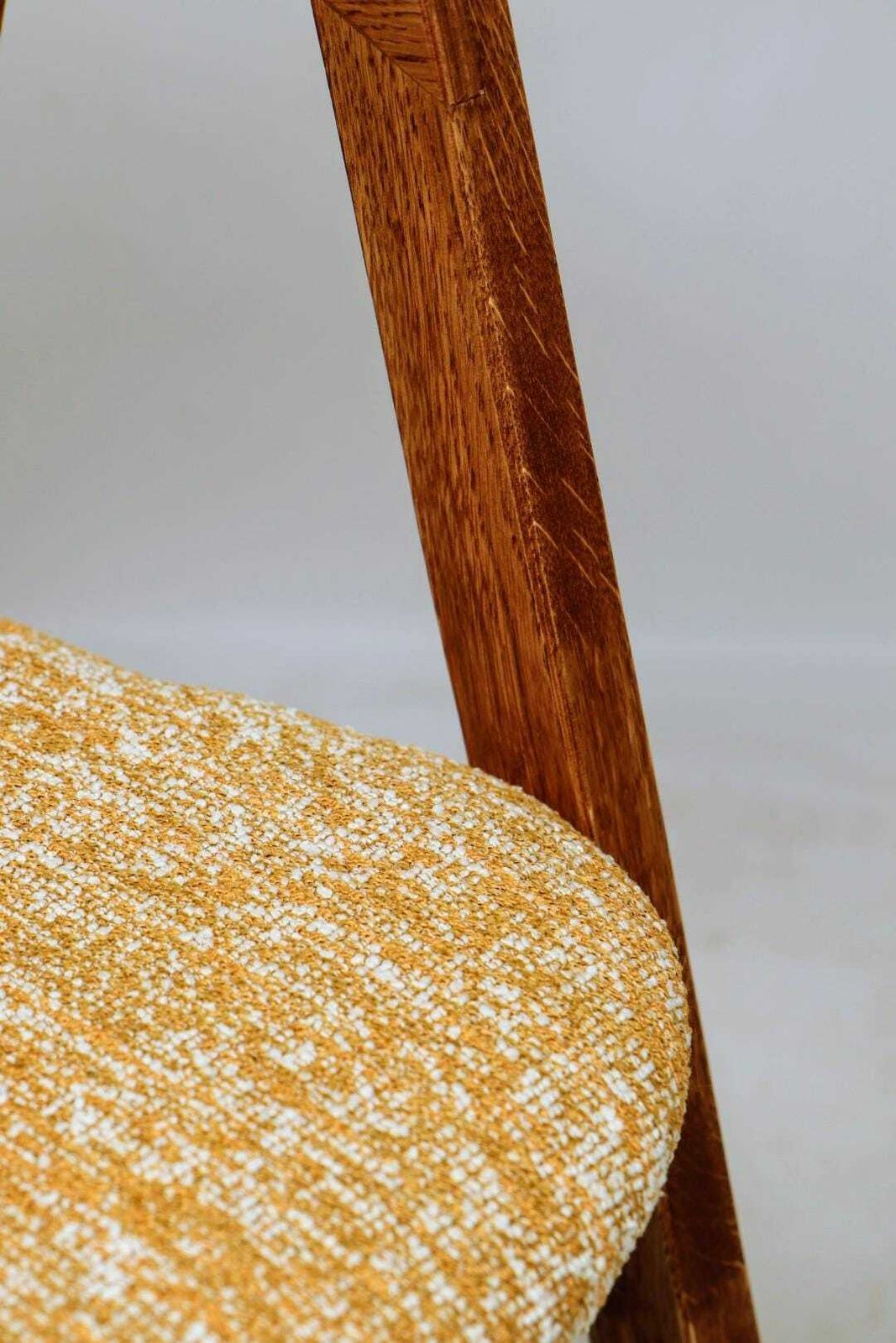 Oak Wood Dining Chairs Yellow Vintage Upholstery, Personalize Option, Horeca Spaces photo vinterior
