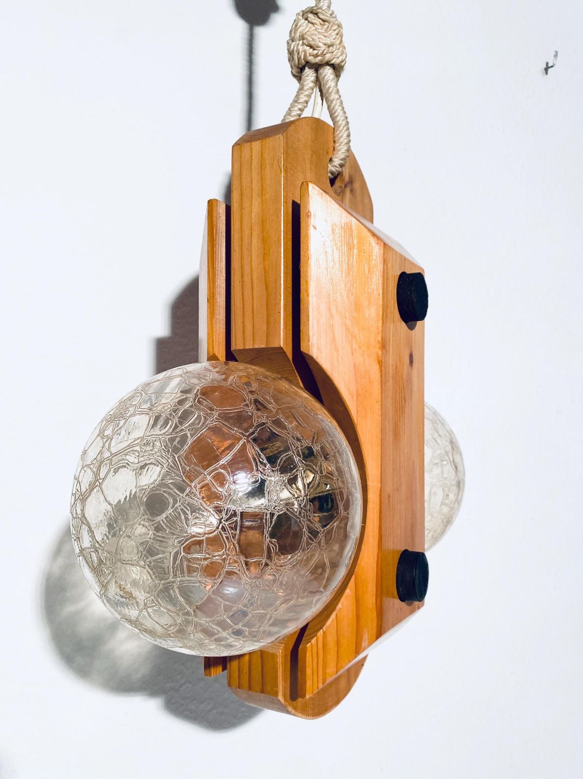 Temde Lantern Style Wooden Wall Bulb Lamp / By Charlotte Perriand / Cedar Wood Glass 1970s Vintage Decor photo furniture