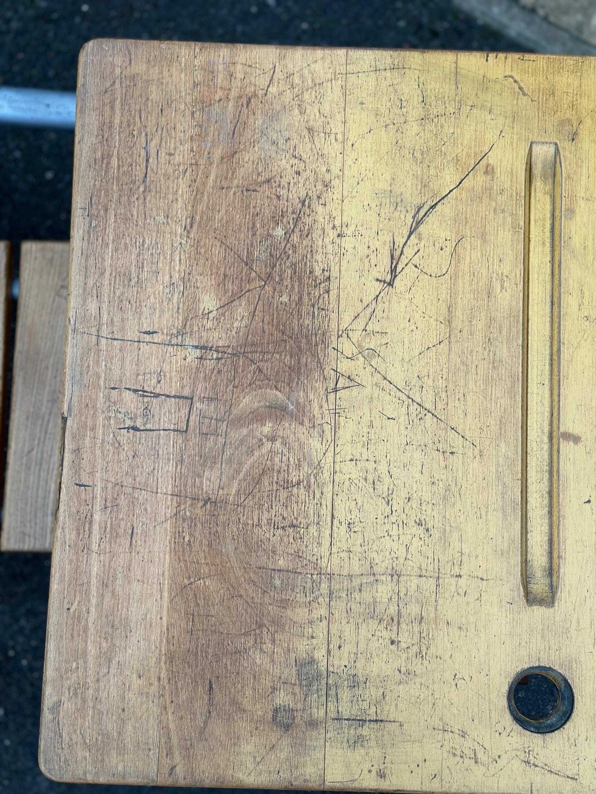 Vintage Mid Century Modern French School Desk Industrial French Rustic Modern Design photo vinterior