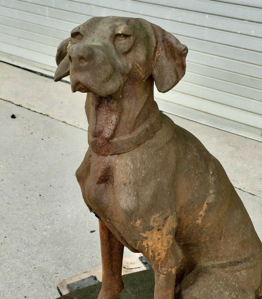 Cast Iron Statue Of A Hunting Dog With A Pheasant photo furniture