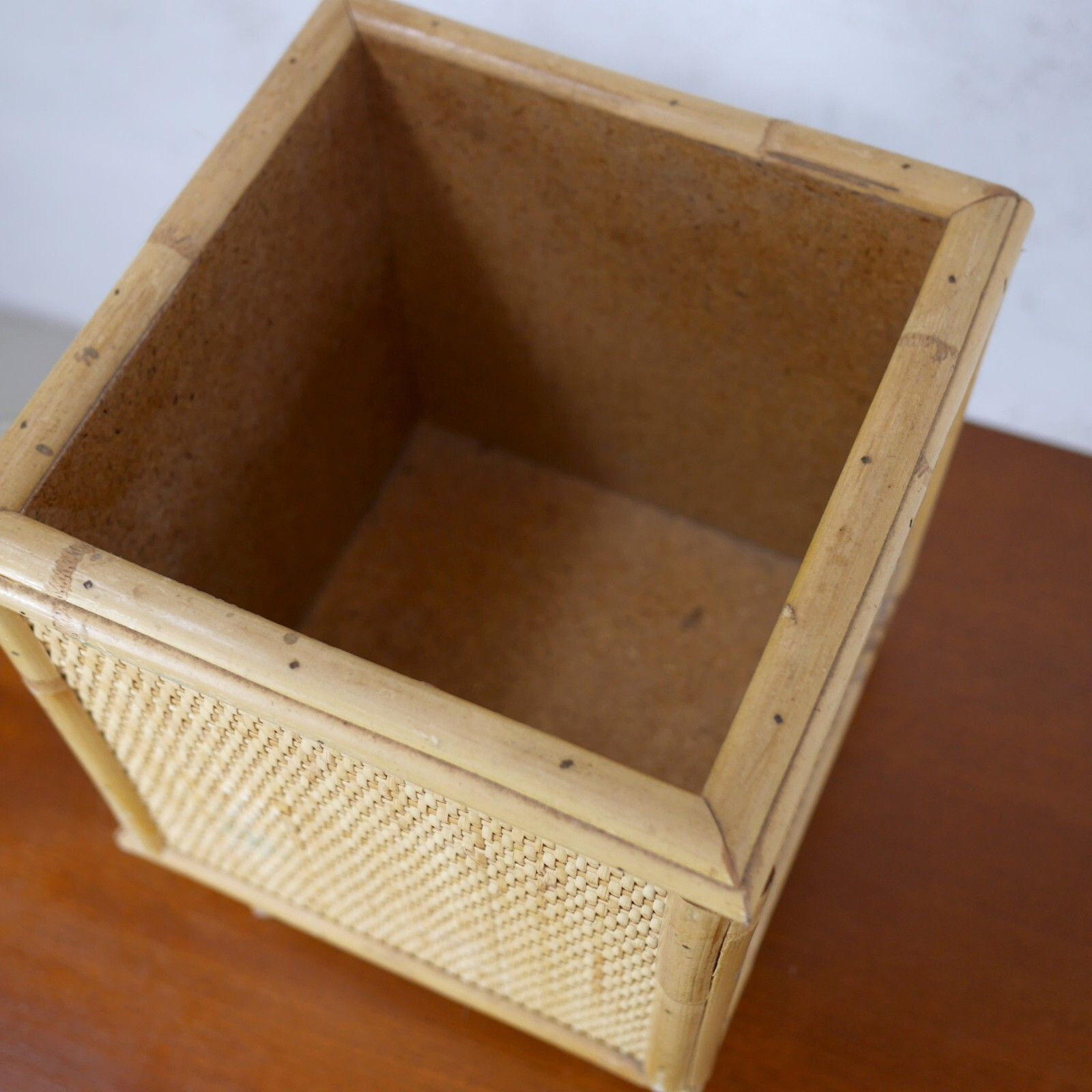 Home Decor Large Vintage Mid Century Bamboo Cane & Rattan Planter Plant Pot #102714 photo