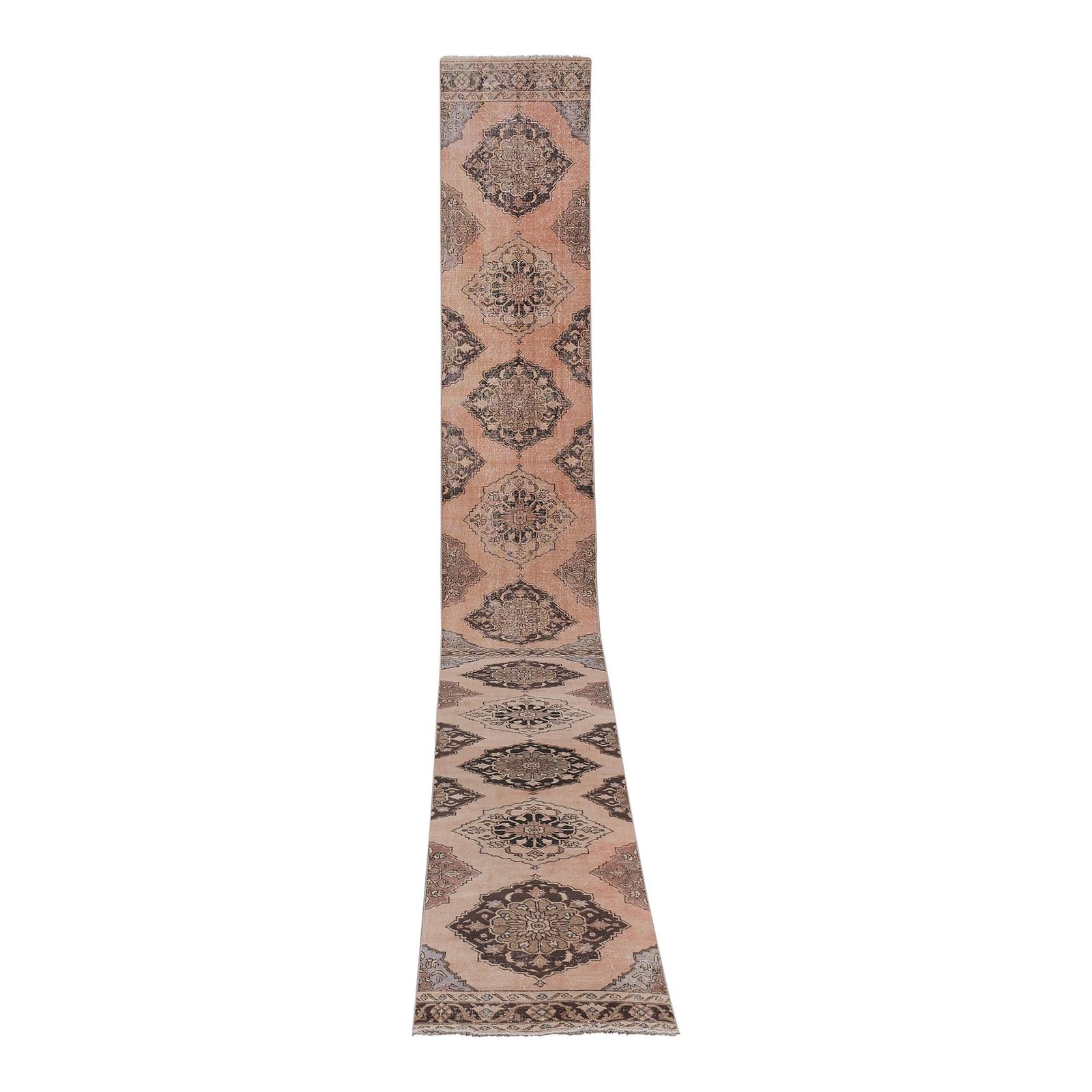 Vintage Turkish Oushak Handmade Runner 2'6'' X 23'7''