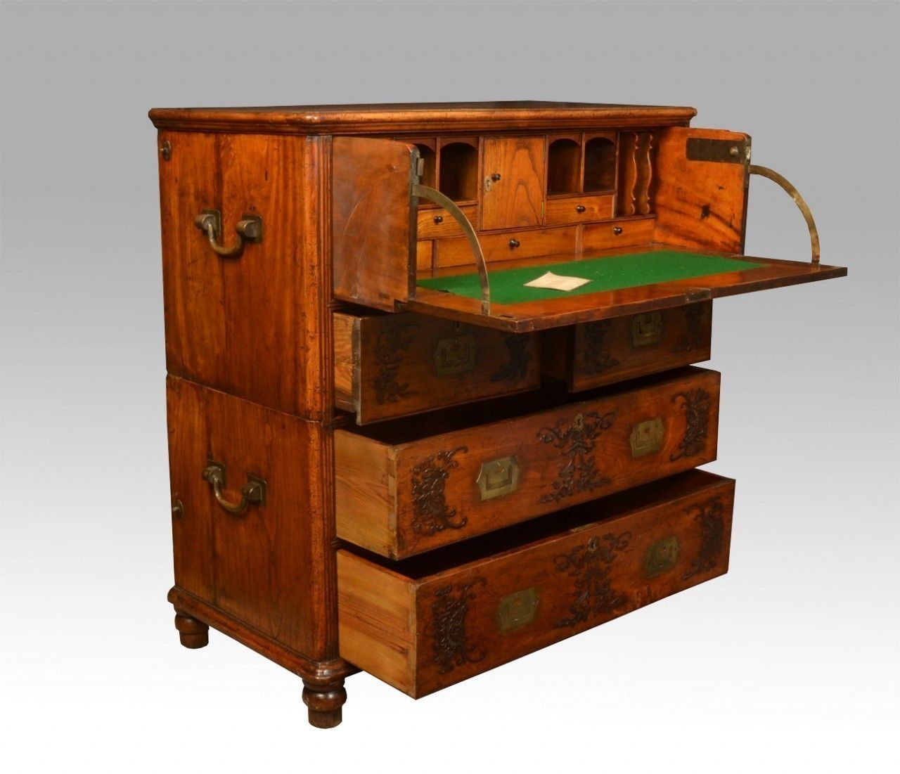 Chinese Camphor Wood Secretaire Campaign Chest photo furniture