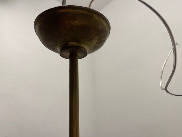 Bronze Opaline Light Pendants 1950’s Set Of 2 photo buy