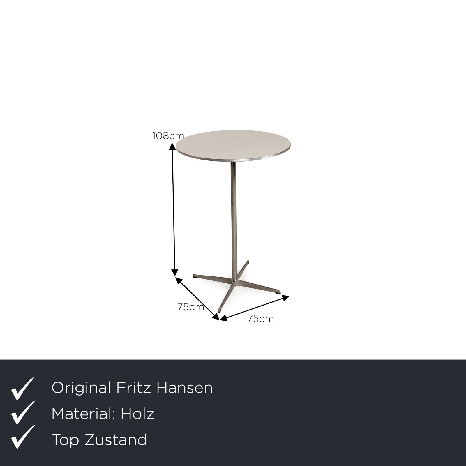 Table à manger Fritz Hansen en bois blanc, 75 x 75 x 108 cm photo furniture