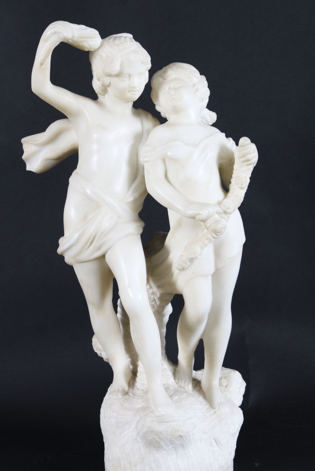 Antique Marble Sculpture Of Two Siblings 20th Century photo for sale