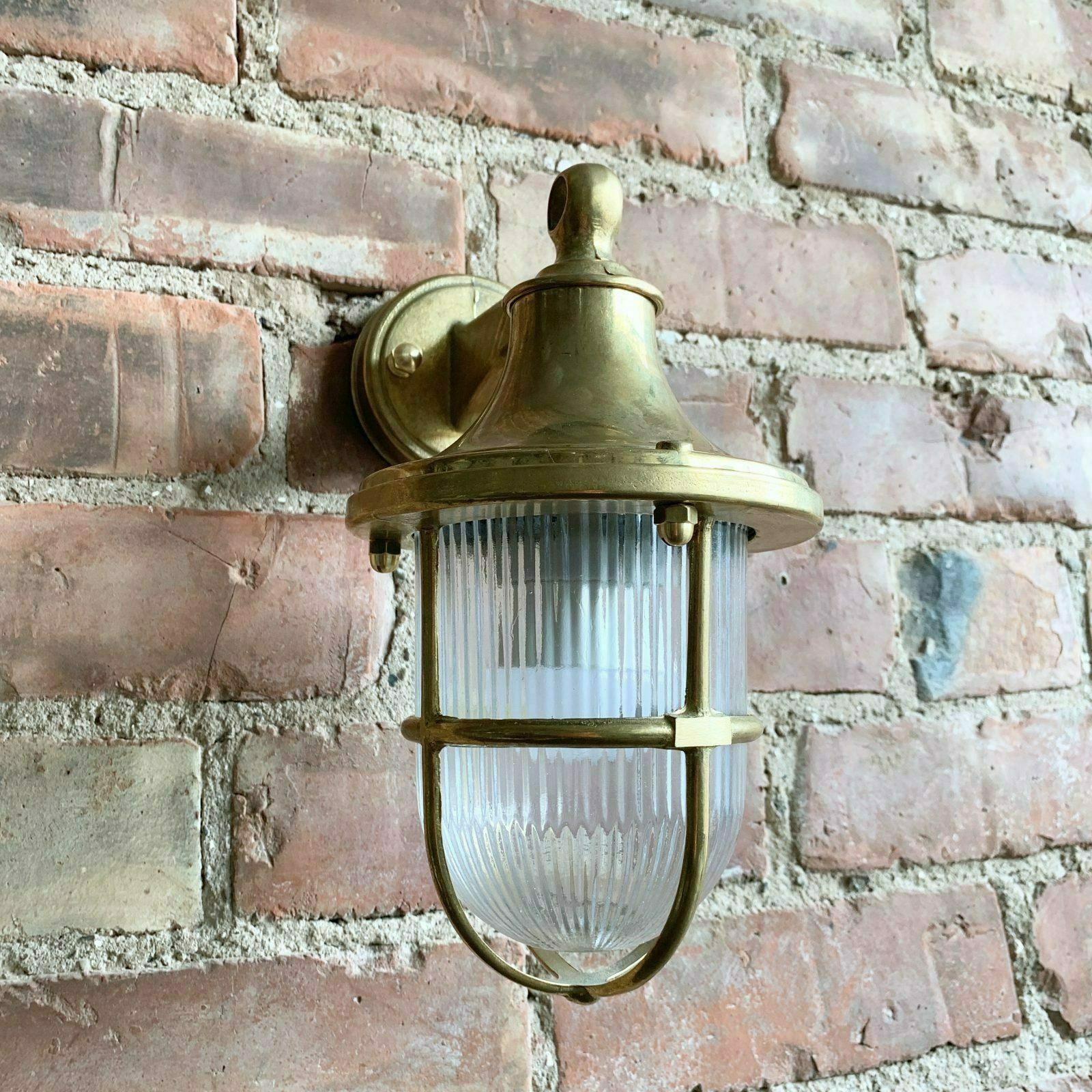 photo furniture Contemporary Polished Brass Bulk Head Lantern Wall Light