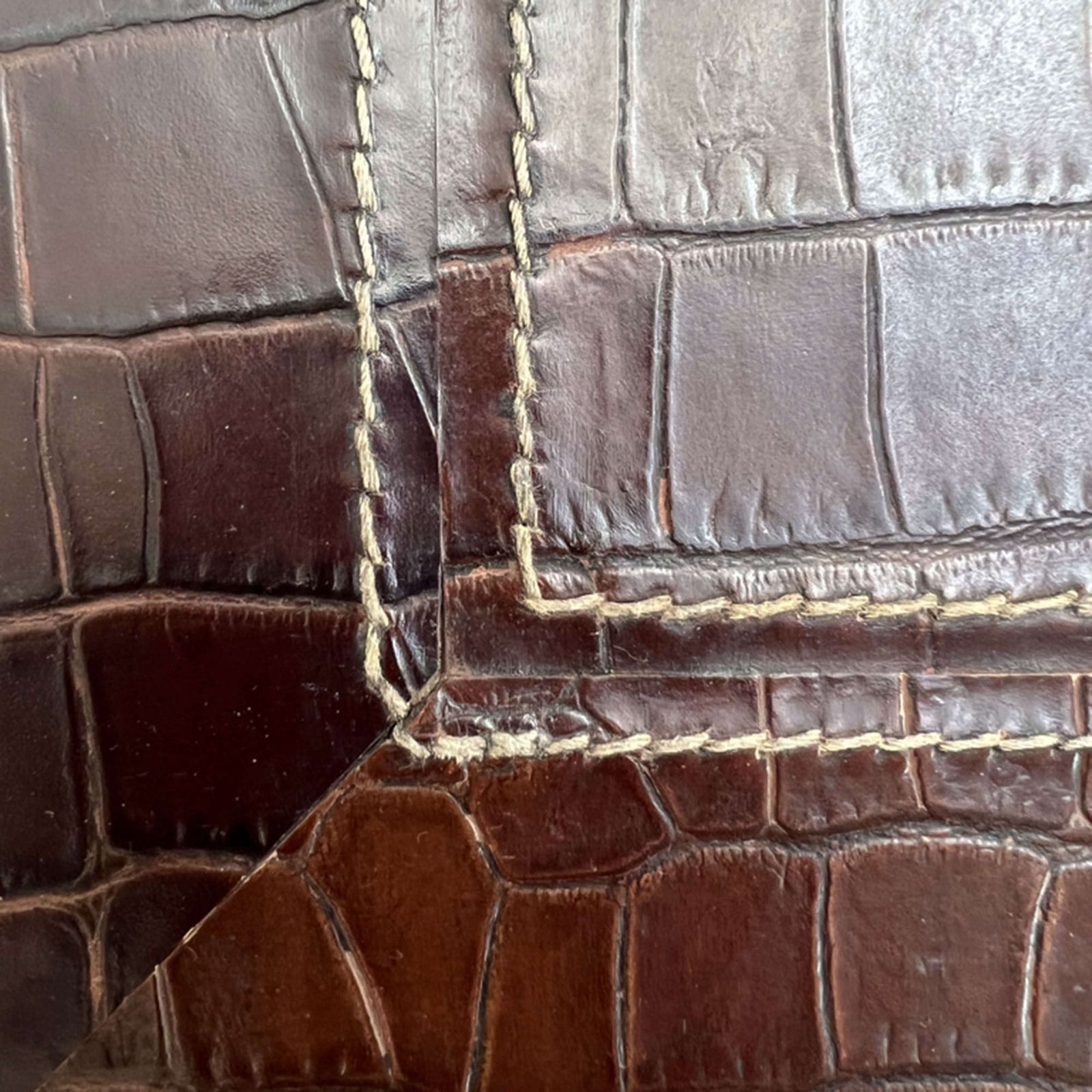 Large French 1970s Faux Crocodile Pressed Leather Coffee Table photo 3000.0