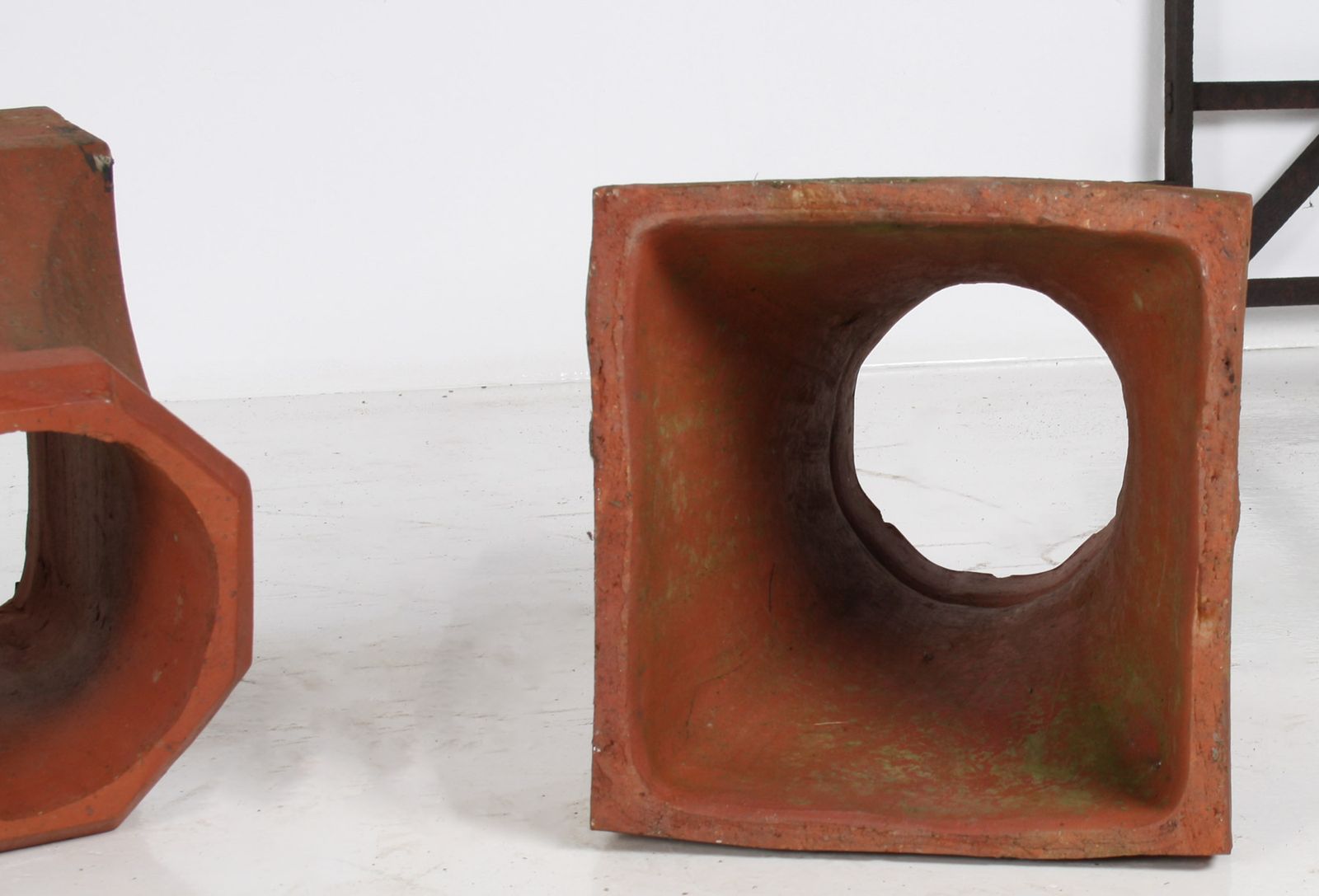 photo for sale A Pair Of Victorian Red Clay Terrocotta Chimney Pots Garden Planters Rhubarb Forcer