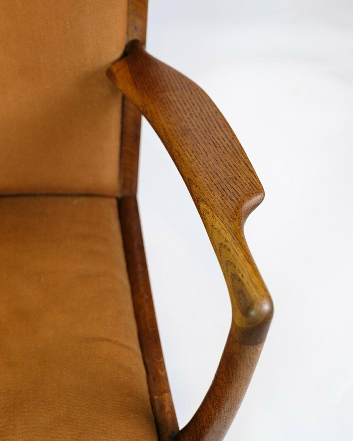Armchair Model Ap 15 In Oak & Upholstered In Orange Fabric By Hans J. Wegner For Ap Stole In 1950s photo Furniture