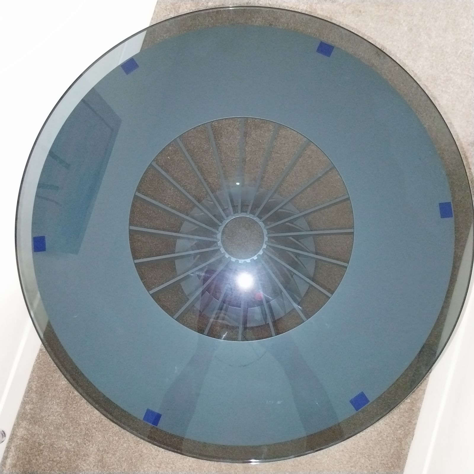 Bespoke Steel Powder Coated High Table With Smoked Glass Top photo 395.0