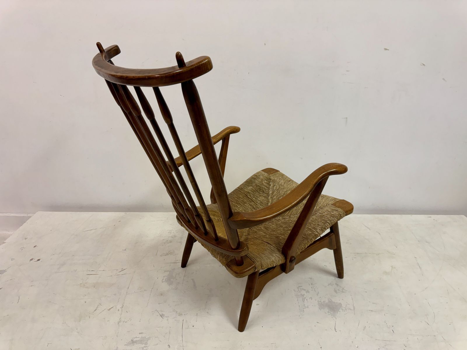 photo vinterior 1950s Dutch Stick Back And Rush Seat By De Ster Gelderland