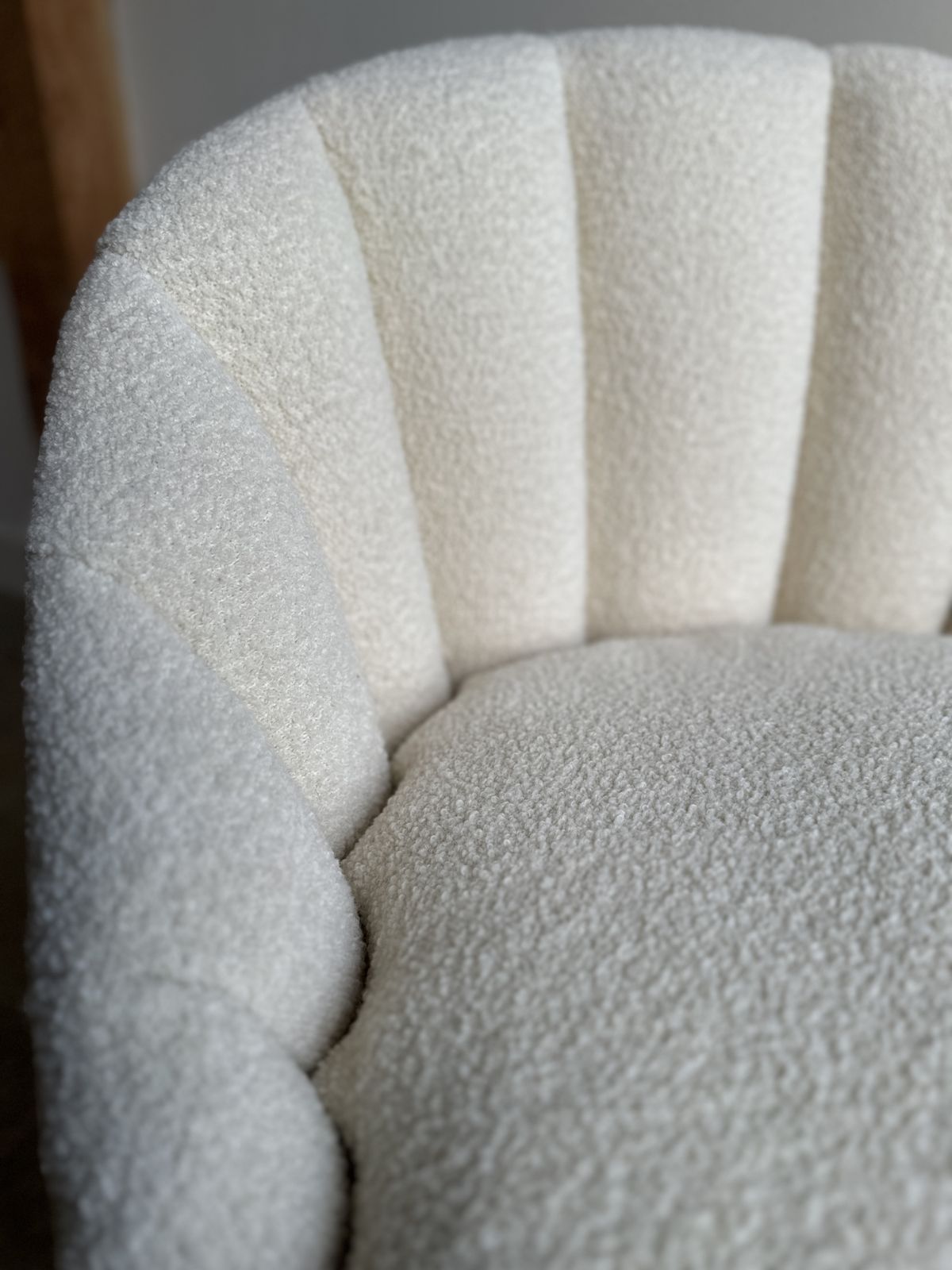 photo furniture Mid Century Fluted Boucle Tub Chair