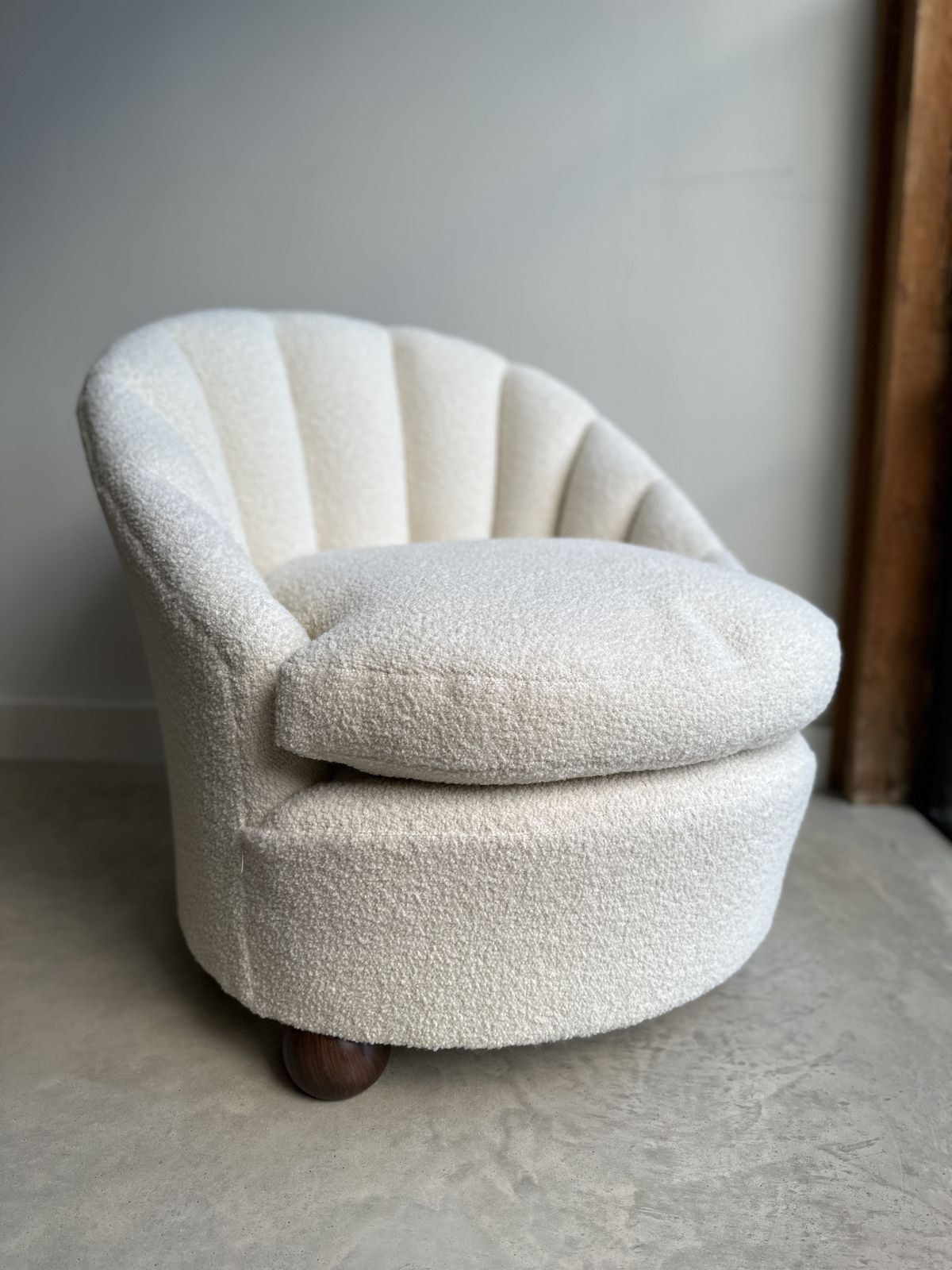photo for sale Mid Century Fluted Boucle Tub Chair