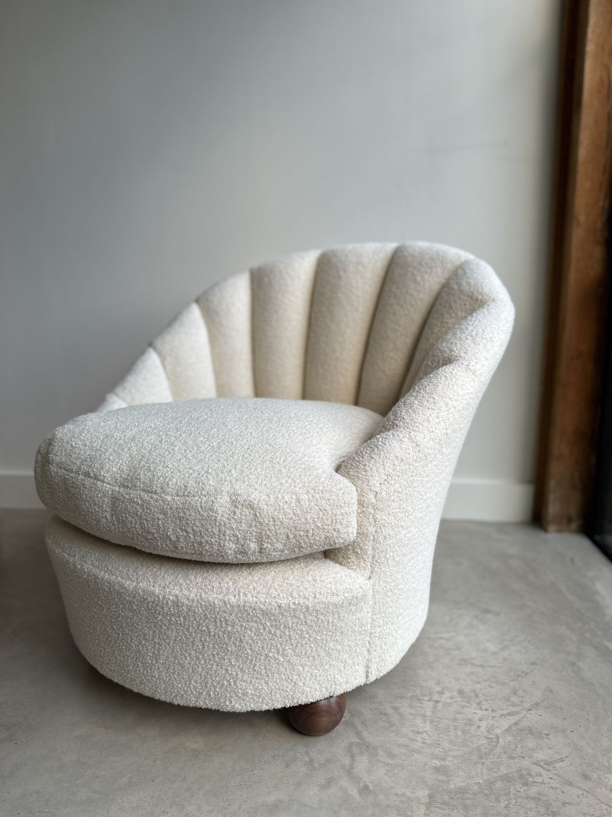 Furniture Mid Century Fluted Boucle Tub Chair photo