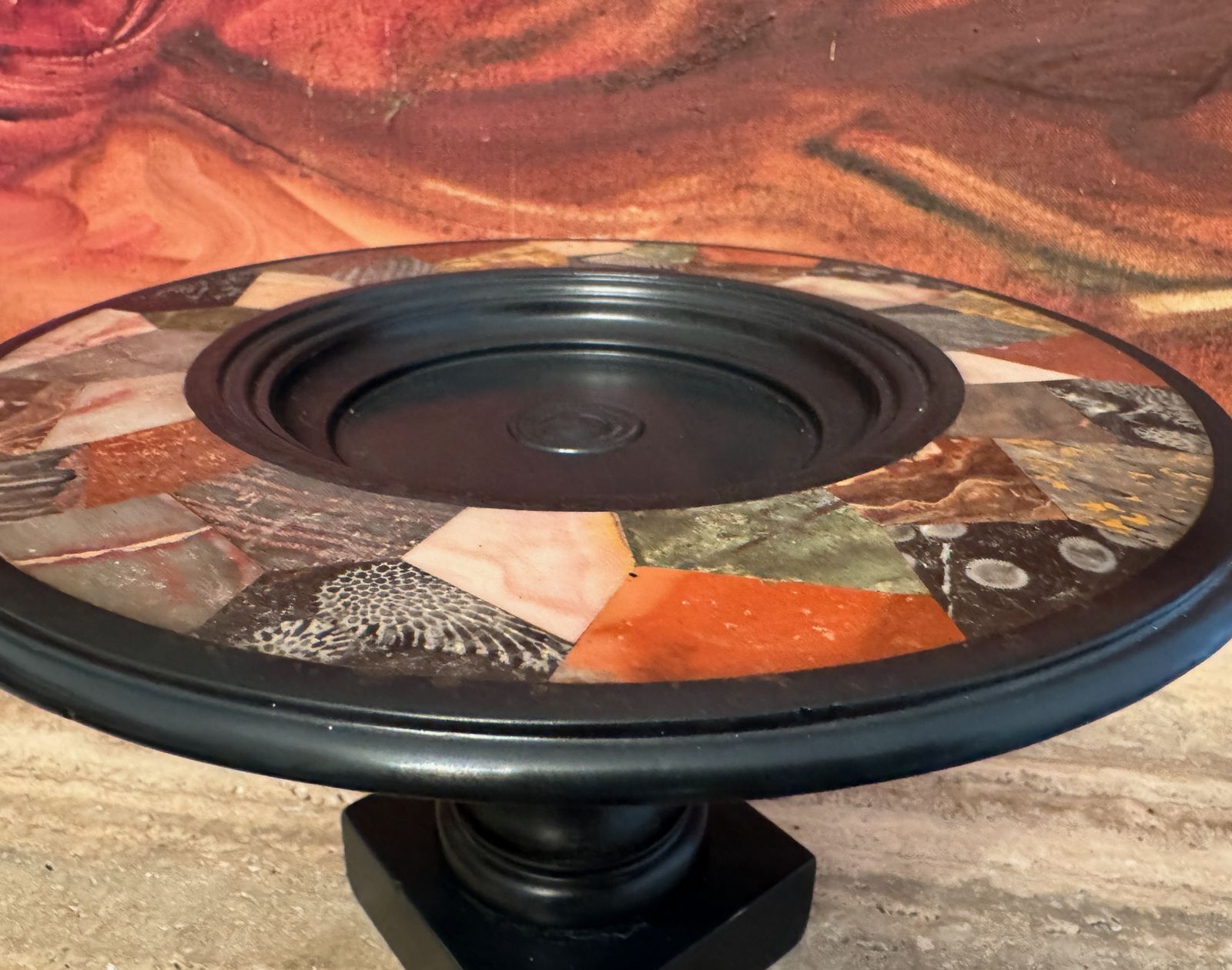 19th Century Ashford Black Marble With Pietra Dura Tazza photo for sale