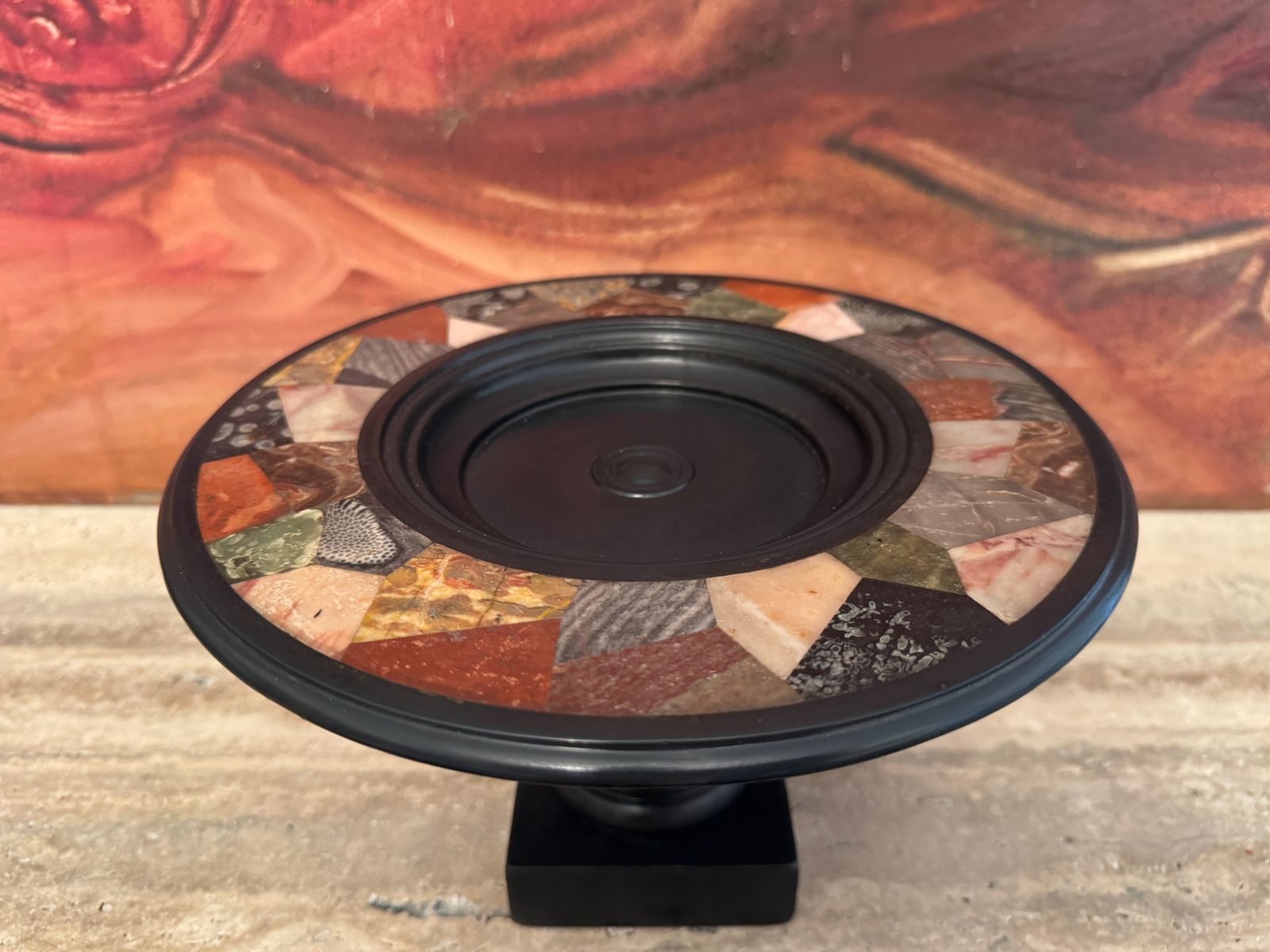photo for sale 19th Century Ashford Black Marble With Pietra Dura Tazza