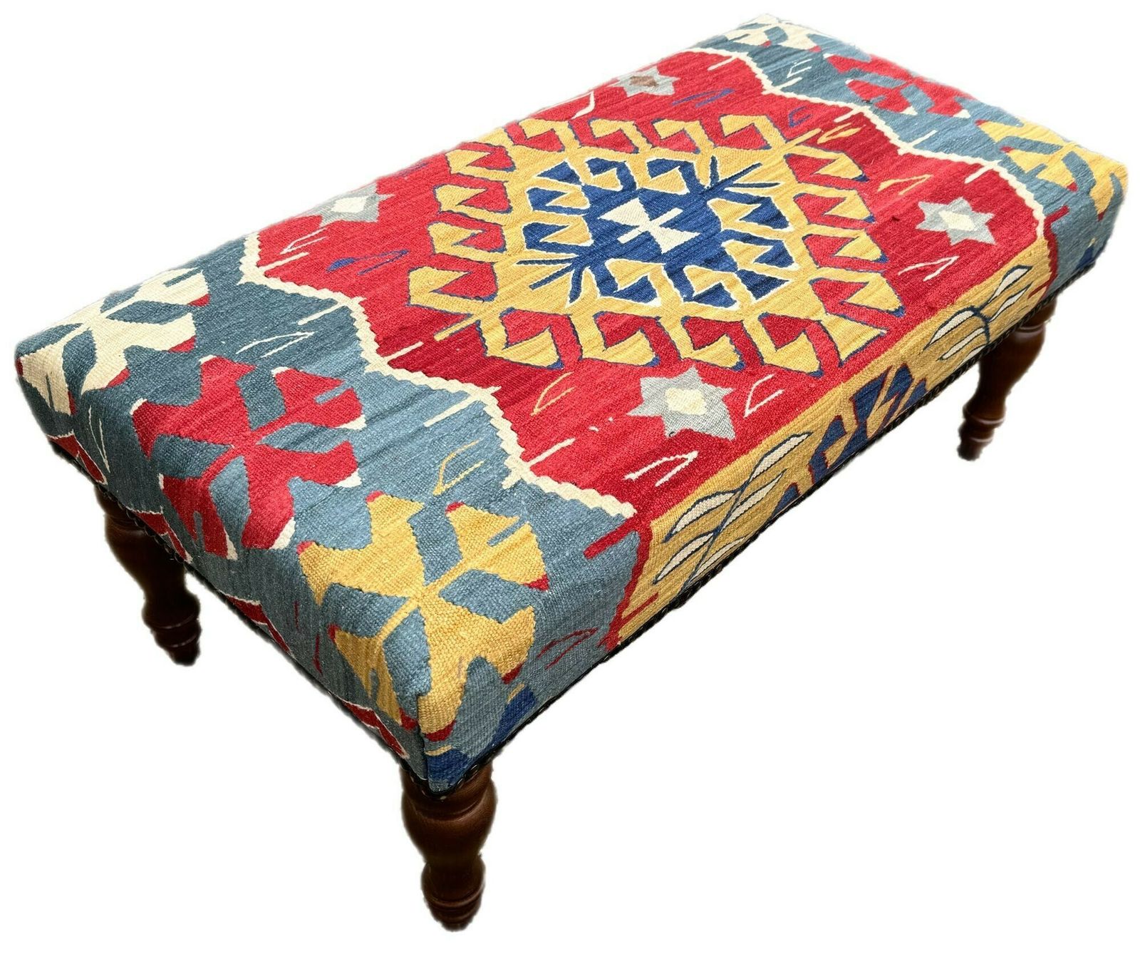 Kilim Covered Stool 0.90m X 0.46m X H0.40m
