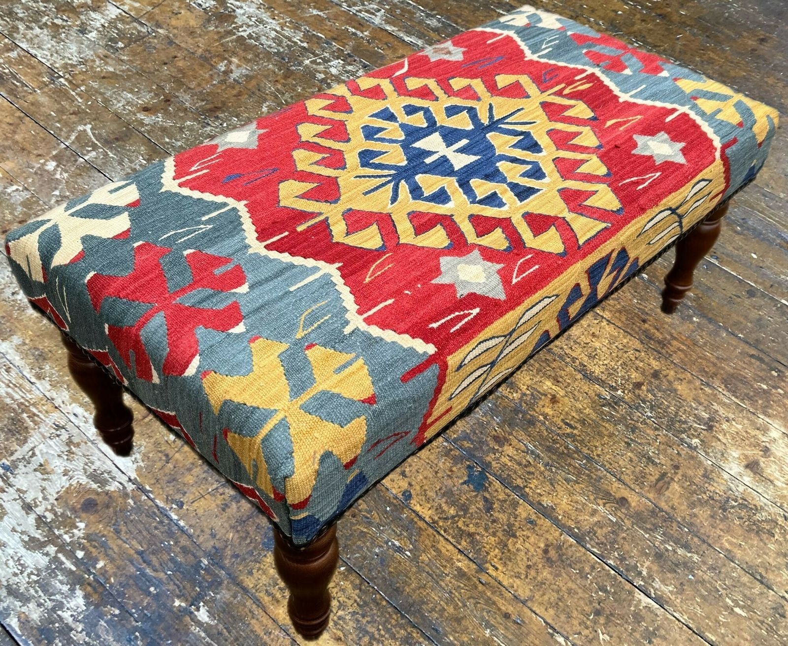 Kilim Covered Stool 0.90m X 0.46m X H0.40m photo furniture