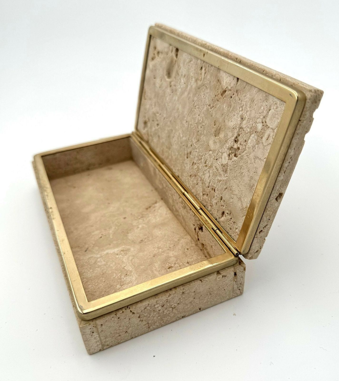 An Italian 1970s Travertine And Gilt Metal Jewellery Accessories Box photo 285.0
