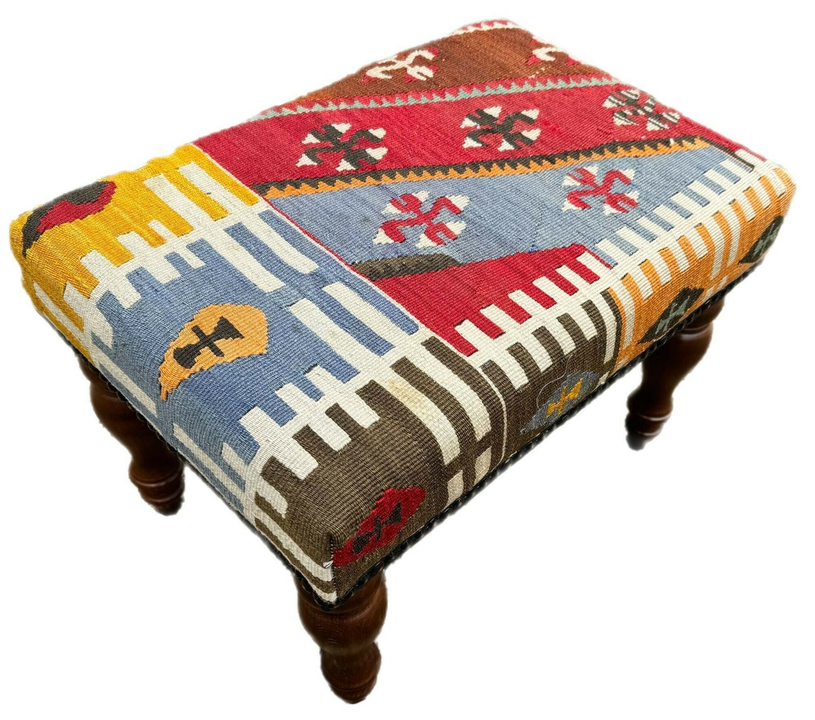 Kilim Covered Stool 0.51m X 0.37m X H0.36m