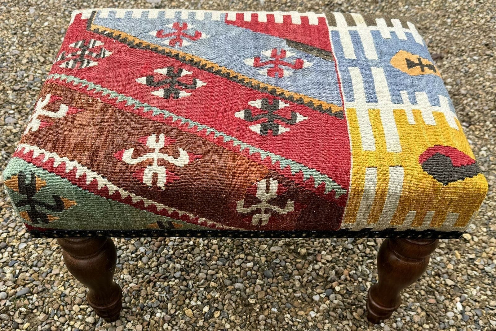 Kilim Covered Stool 0.51m X 0.37m X H0.36m photo 340.0