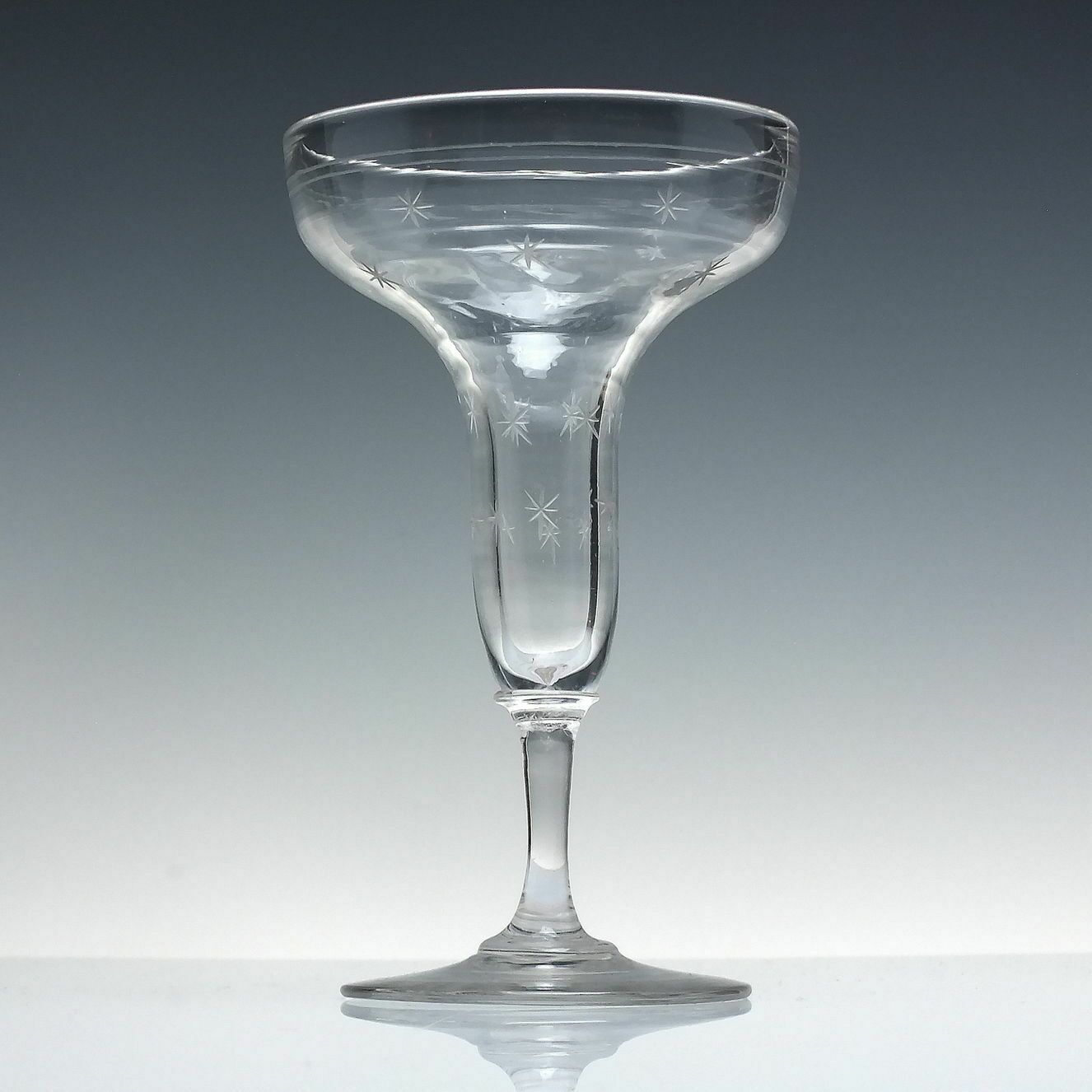 Victorian Engraved Pan Top Champagne Glass C1850 photo furniture