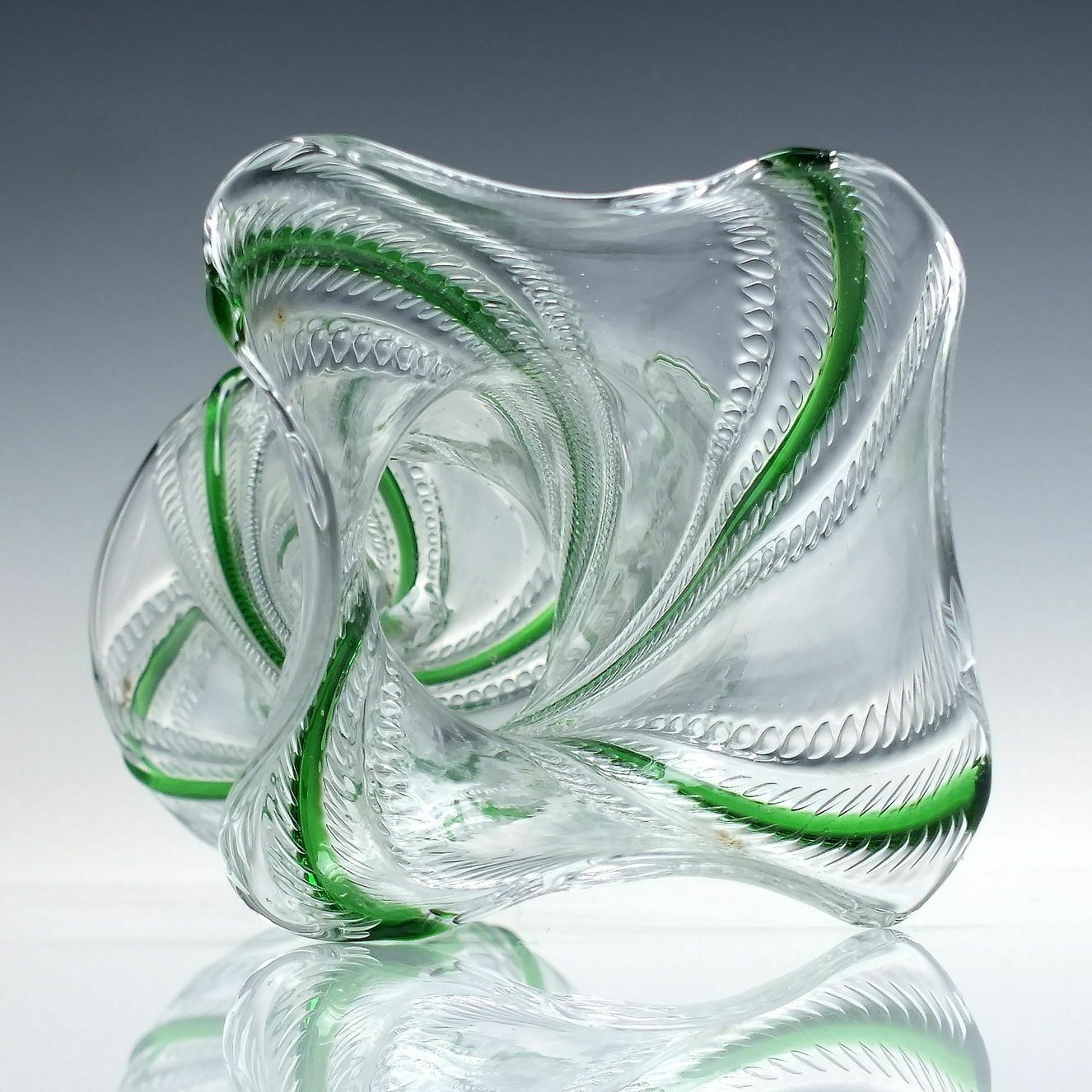 Pair Tall Stevens & Williams Art Nouveau Green Trailed Glass Vases C1895 photo furniture