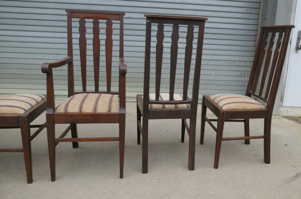 Set Of 6 Arts And Crafts Oak Dining Chairs photo 1500.0