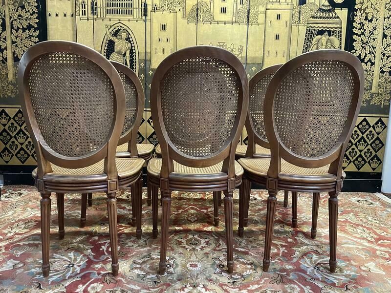 Suite De 6 Chaises Médaillon De Style Louis XVI En Cannage photo buy
