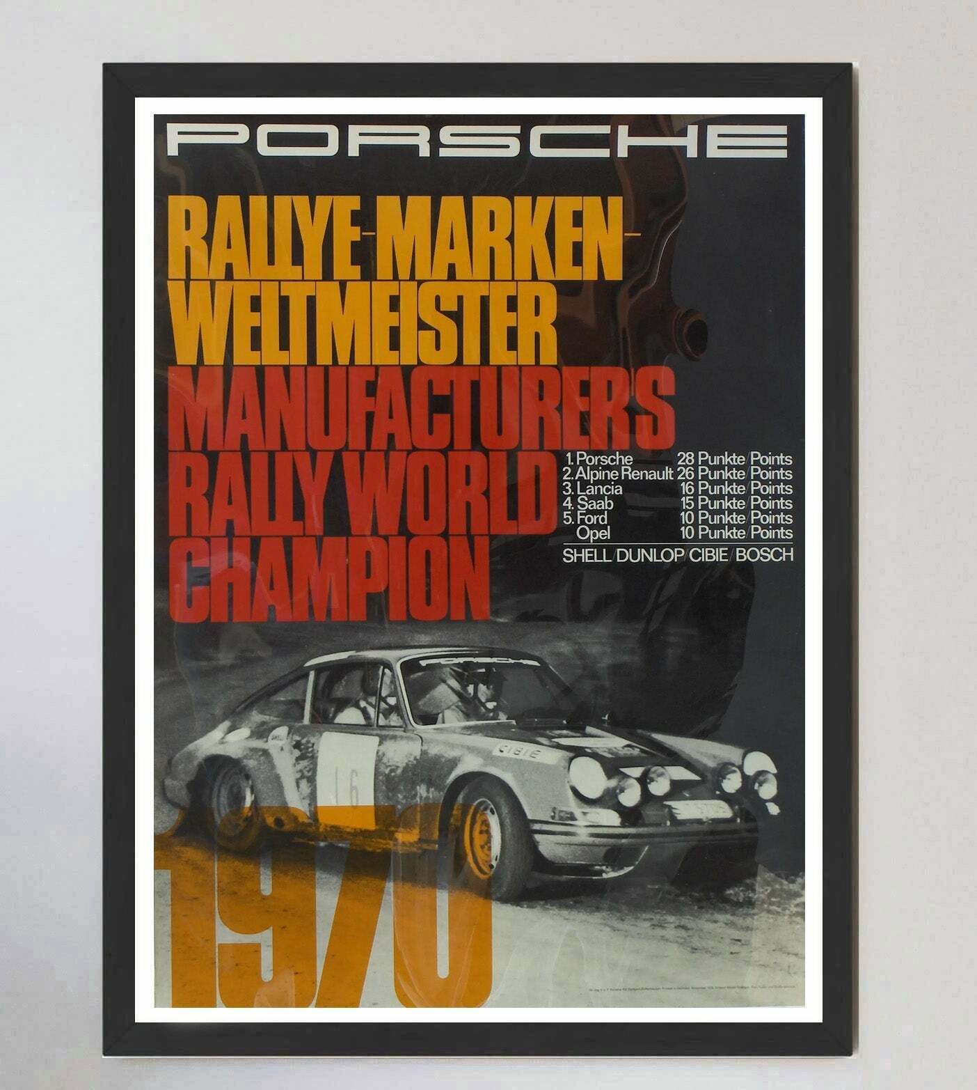 Porsche   1970 Manufacturers Rally World Champion Original Vintage Poster photo furniture