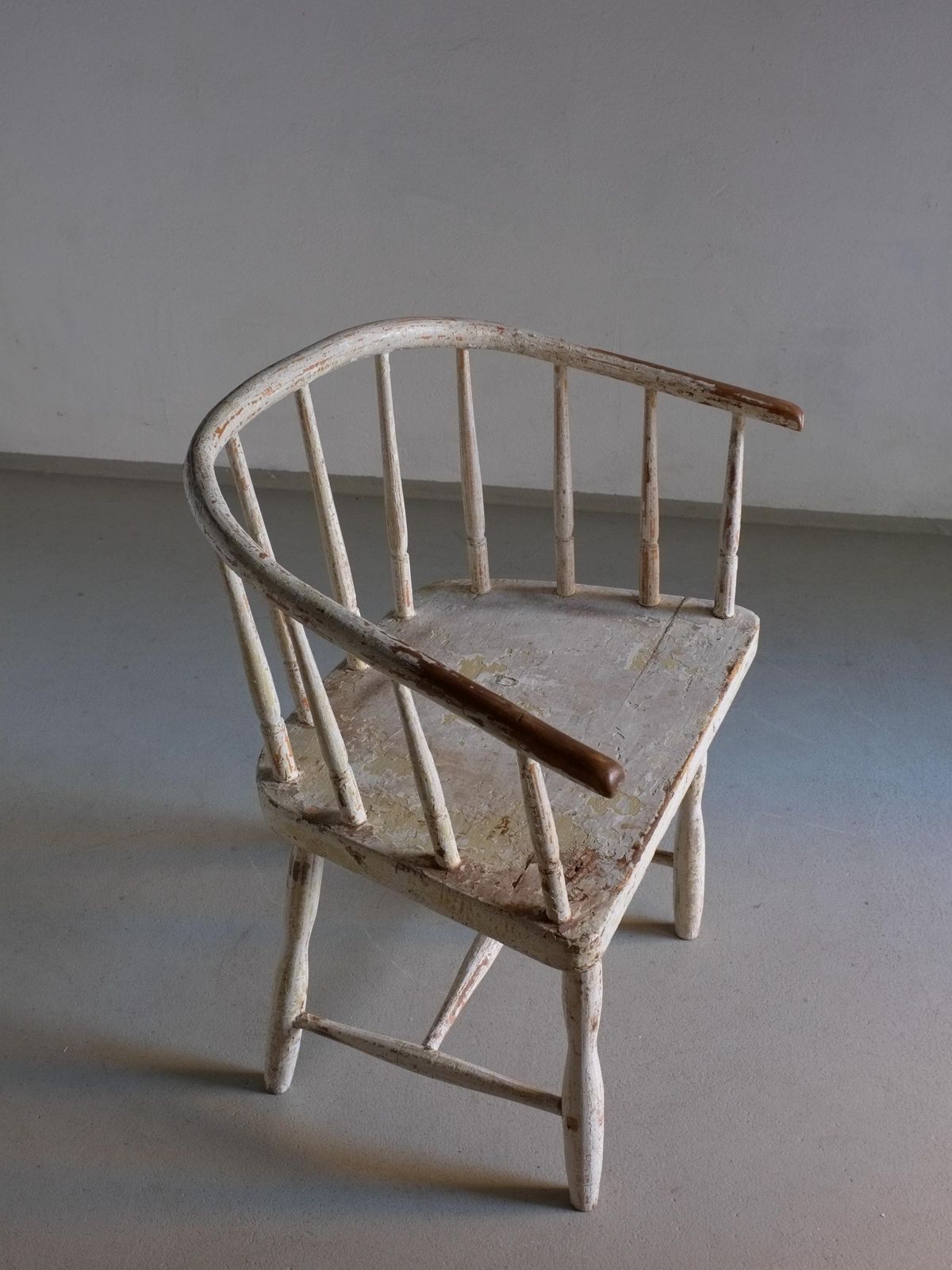 Wabi Sabi White Painted Armchair | Latvia | 1900s photo vintage