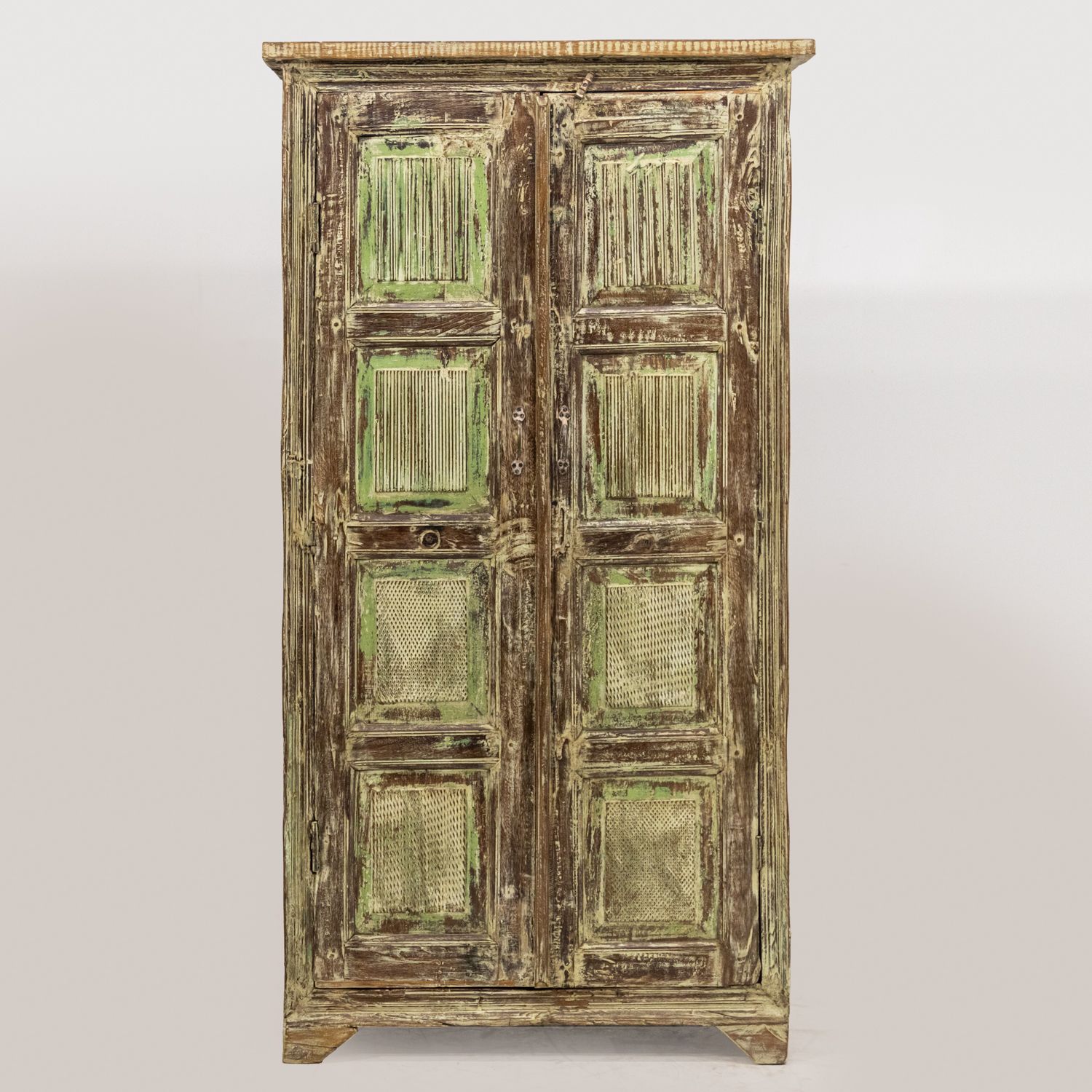 Distressed Green Panelled Door Almirah S 54 photo furniture