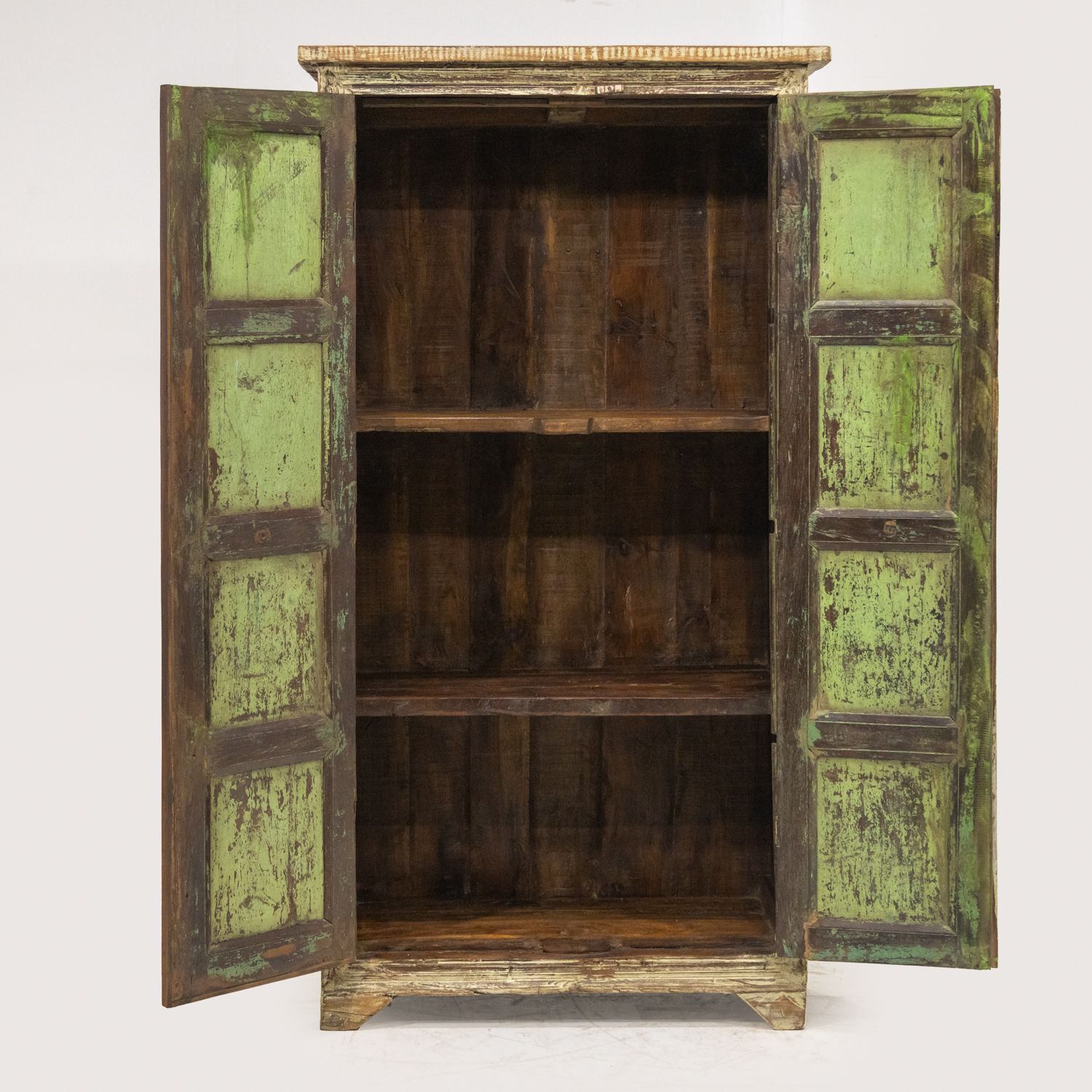 Distressed Green Panelled Door Almirah S 54 photo for sale