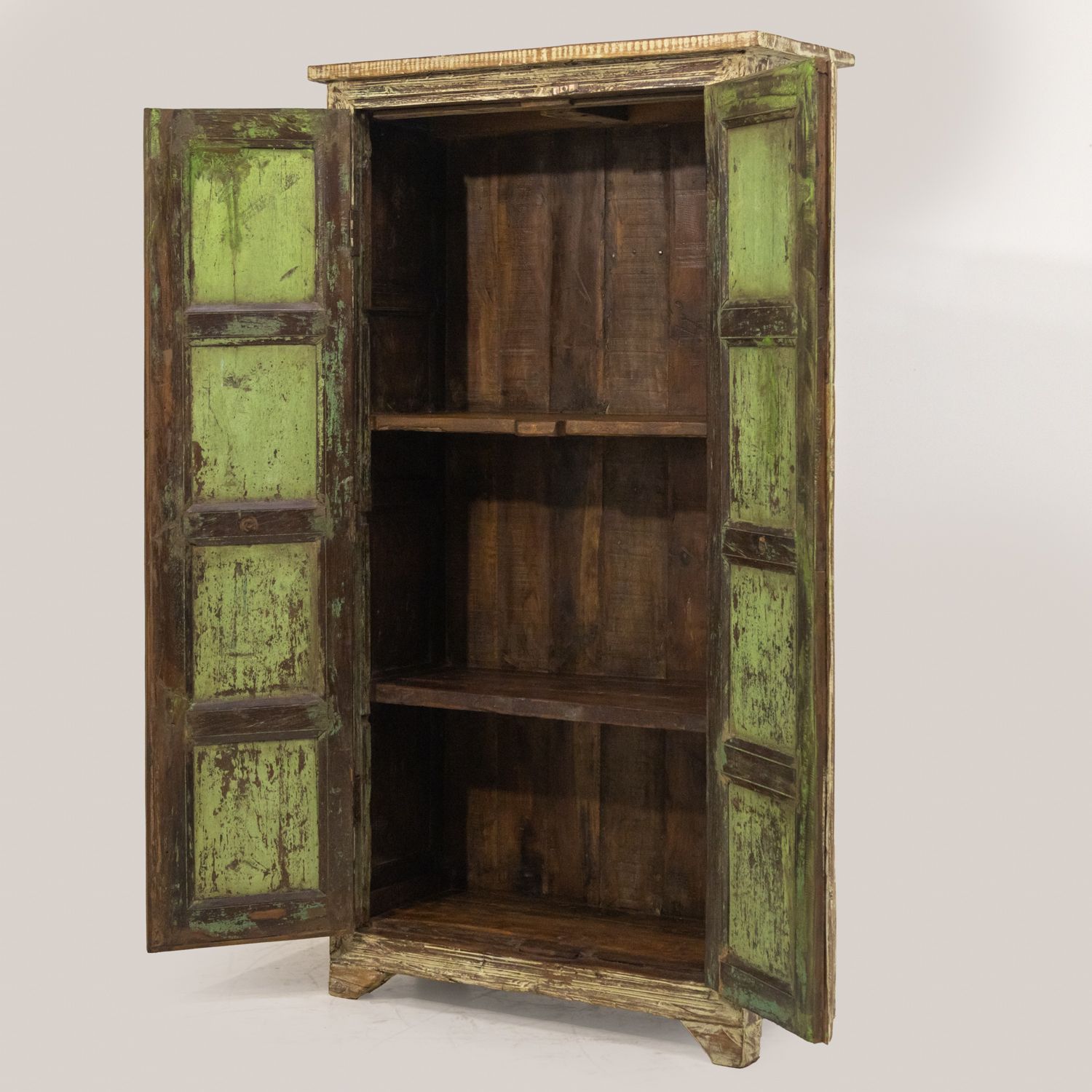 Distressed Green Panelled Door Almirah S 54 photo Furniture