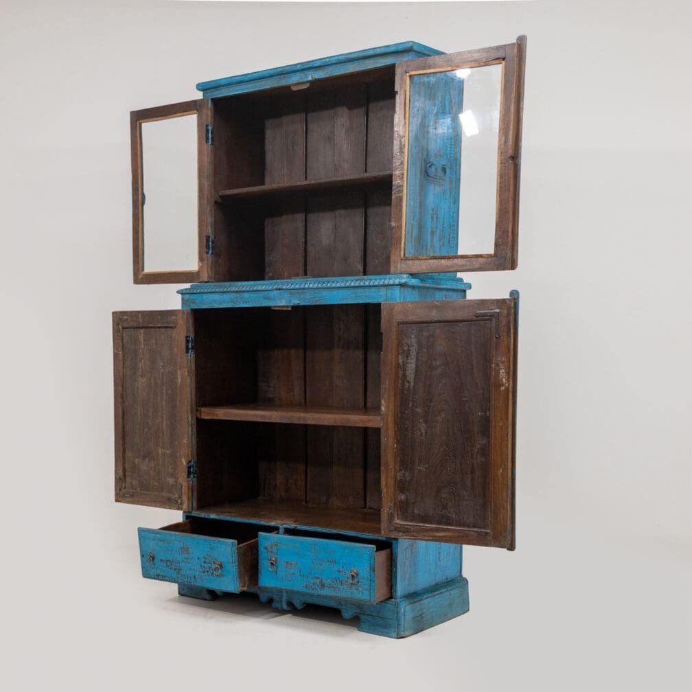 Large Turquoise Part Glass Almirah S 15 photo Furniture