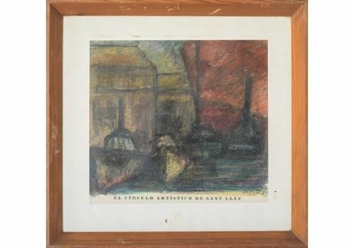The Artistic Circle Of Sant Lluc' Expressive Harbour Scene Lithograph photo furniture