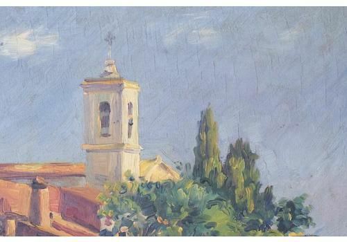 'Sant Andreu De Salou' – Landschap Met Dorp In Gouden Licht photo Kunst