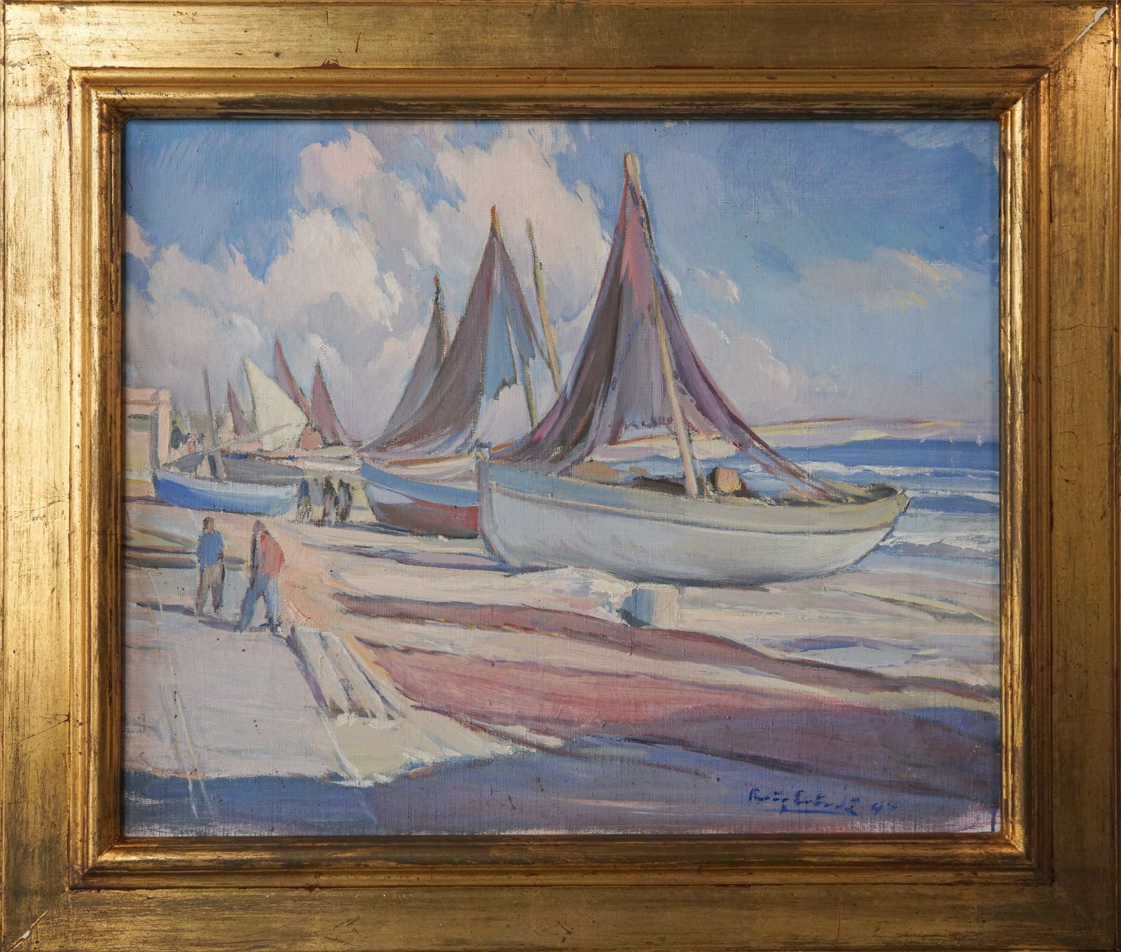 Fishing Boats On The Beach, 1940s photo furniture