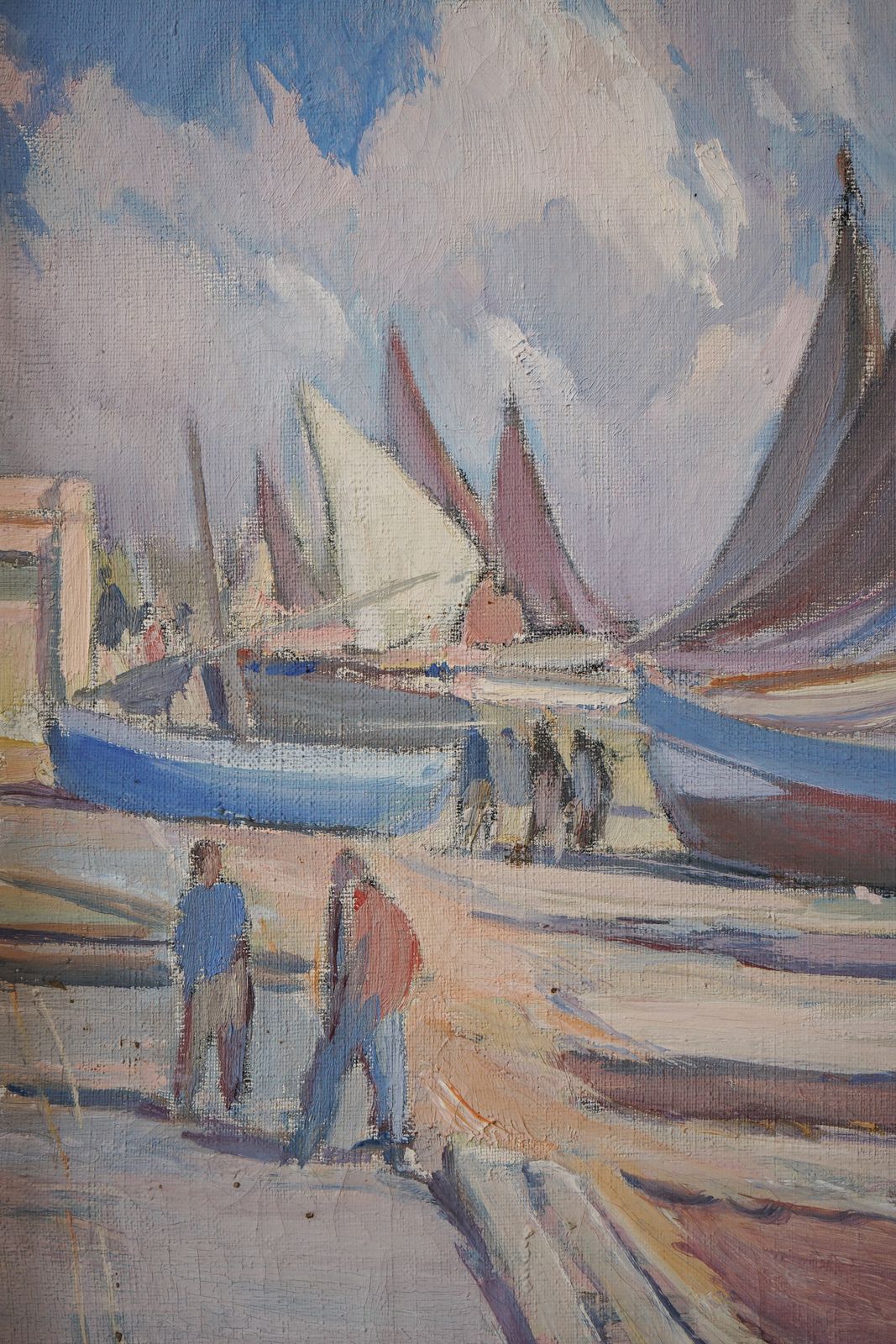 Fishing Boats On The Beach, 1940s photo for sale