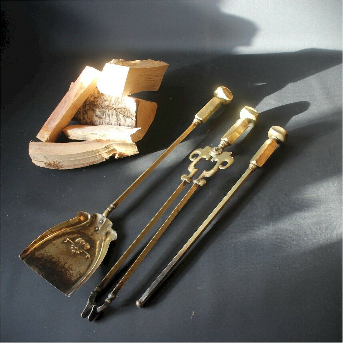 Set Of Nouveau Brass Fire Tools photo Home Fixtures
