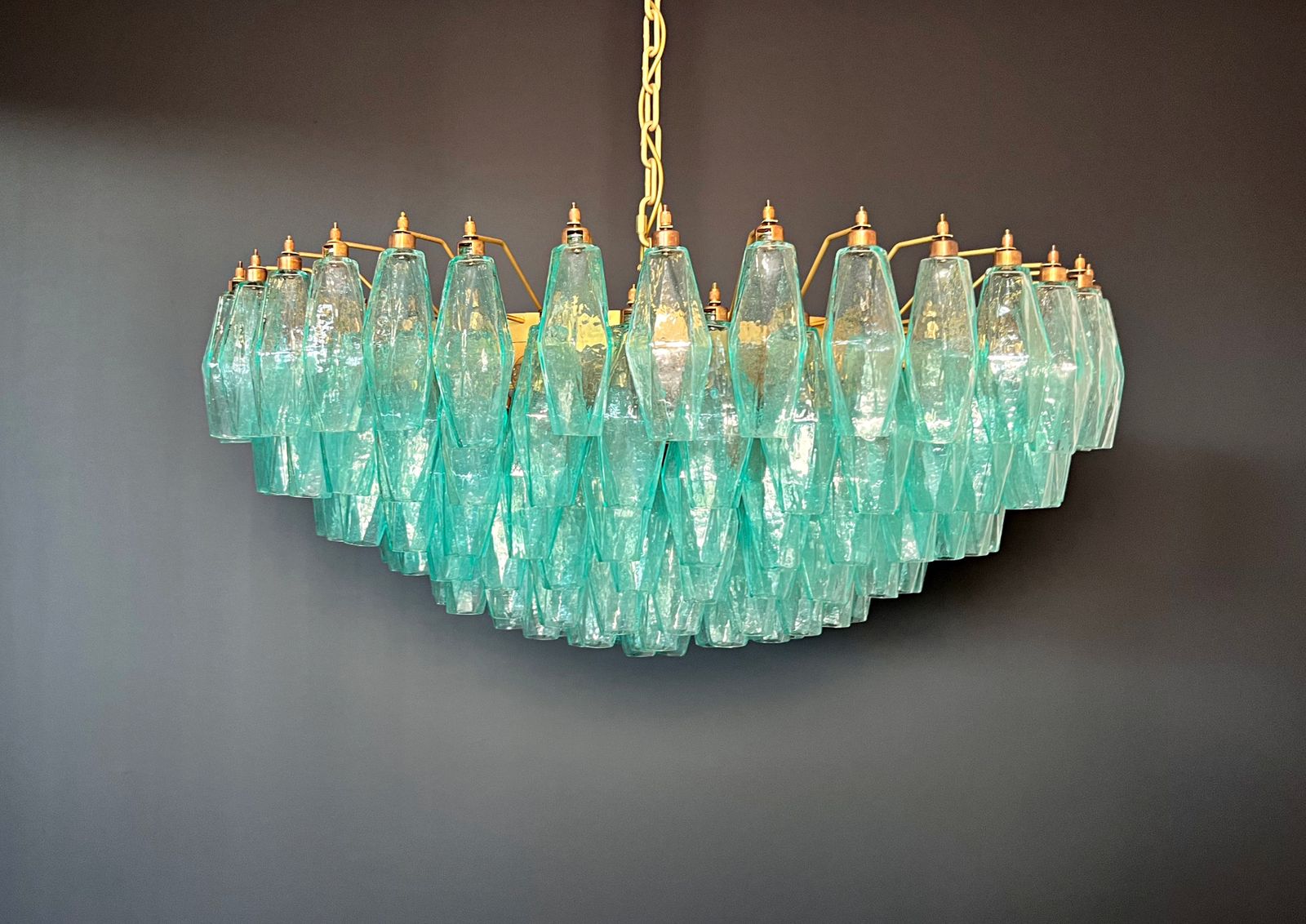 Amazing Murano Glass Candelier   185 Turquoise Poliedri photo Lighting