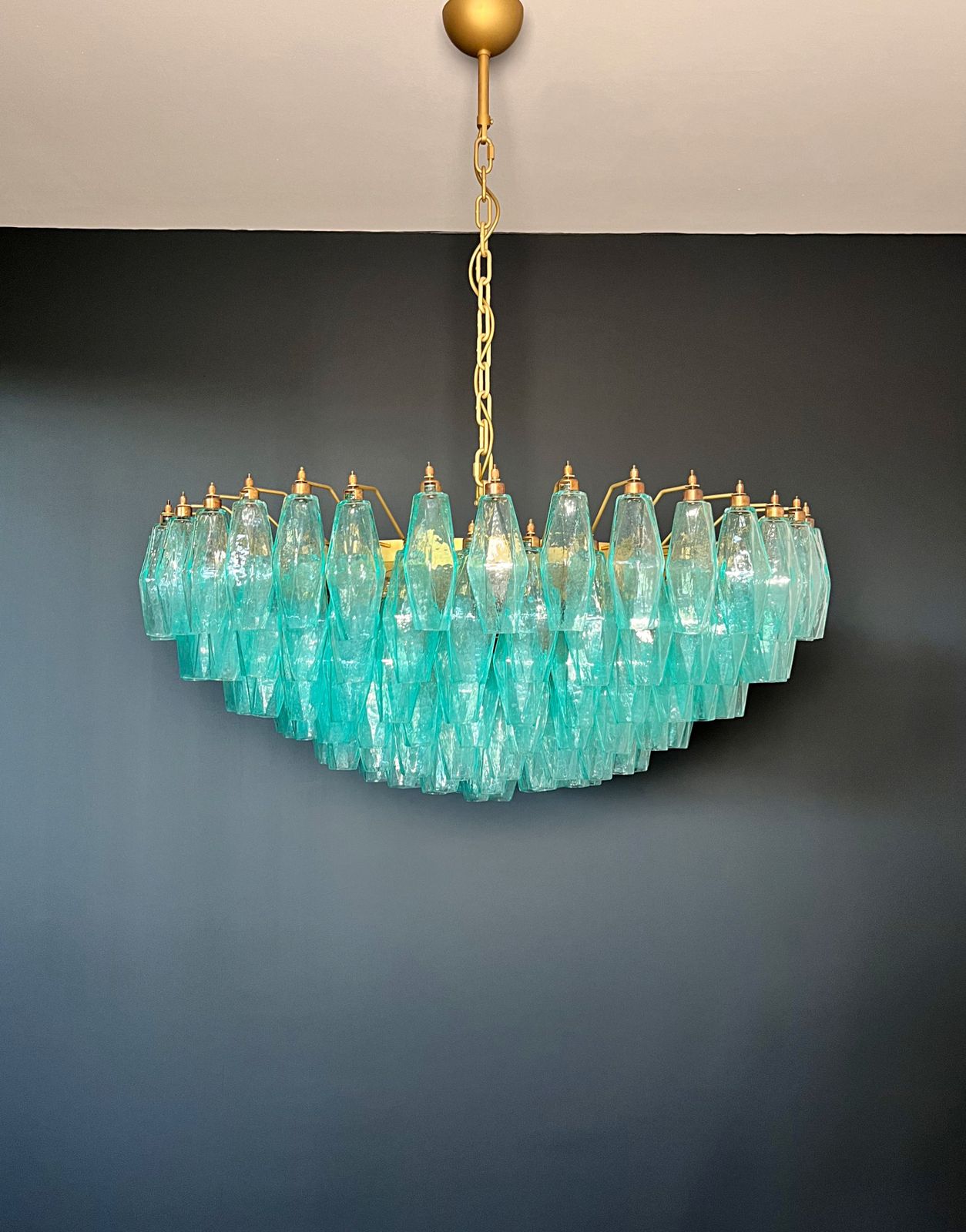 Amazing Murano Glass Candelier   185 Turquoise Poliedri photo 3395.0