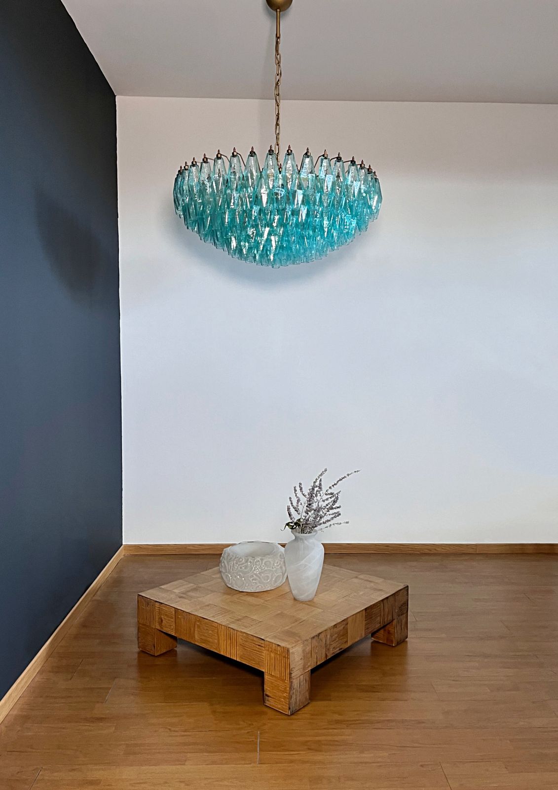 photo buy Amazing Murano Glass Candelier   185 Turquoise Poliedri