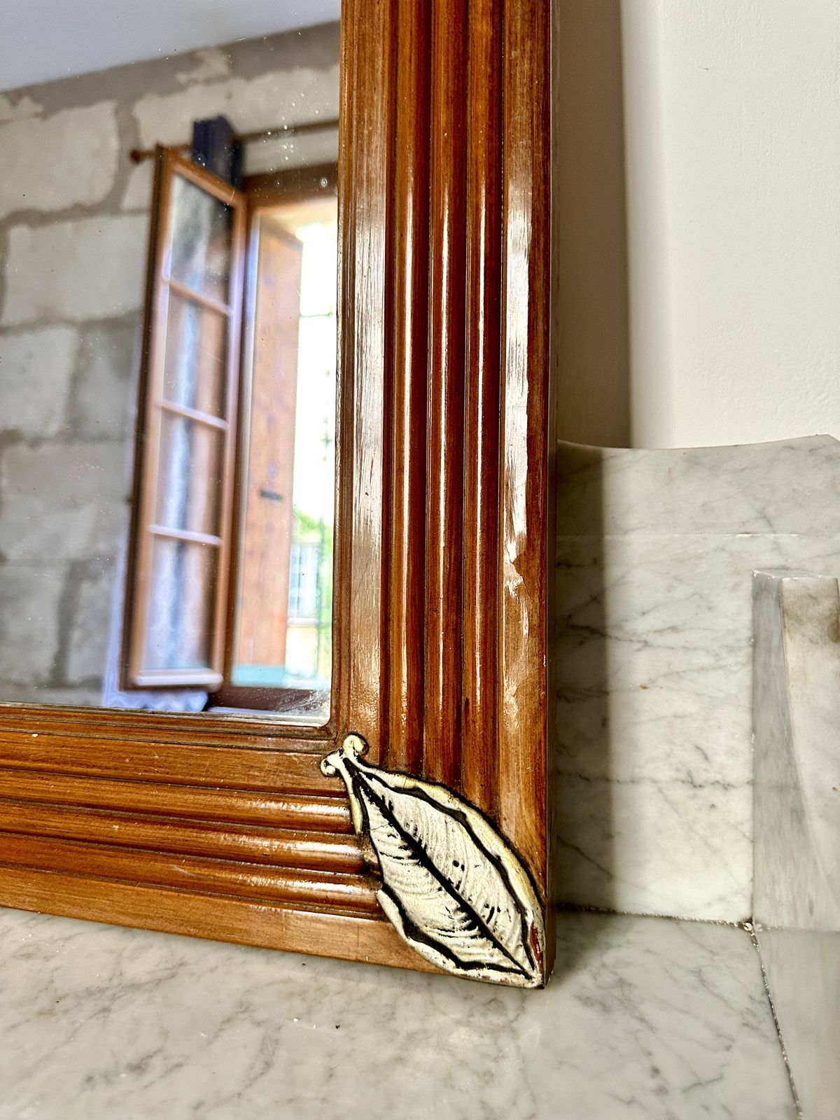 Large French Art Deco Fruitwood Mirror photo Home Decor