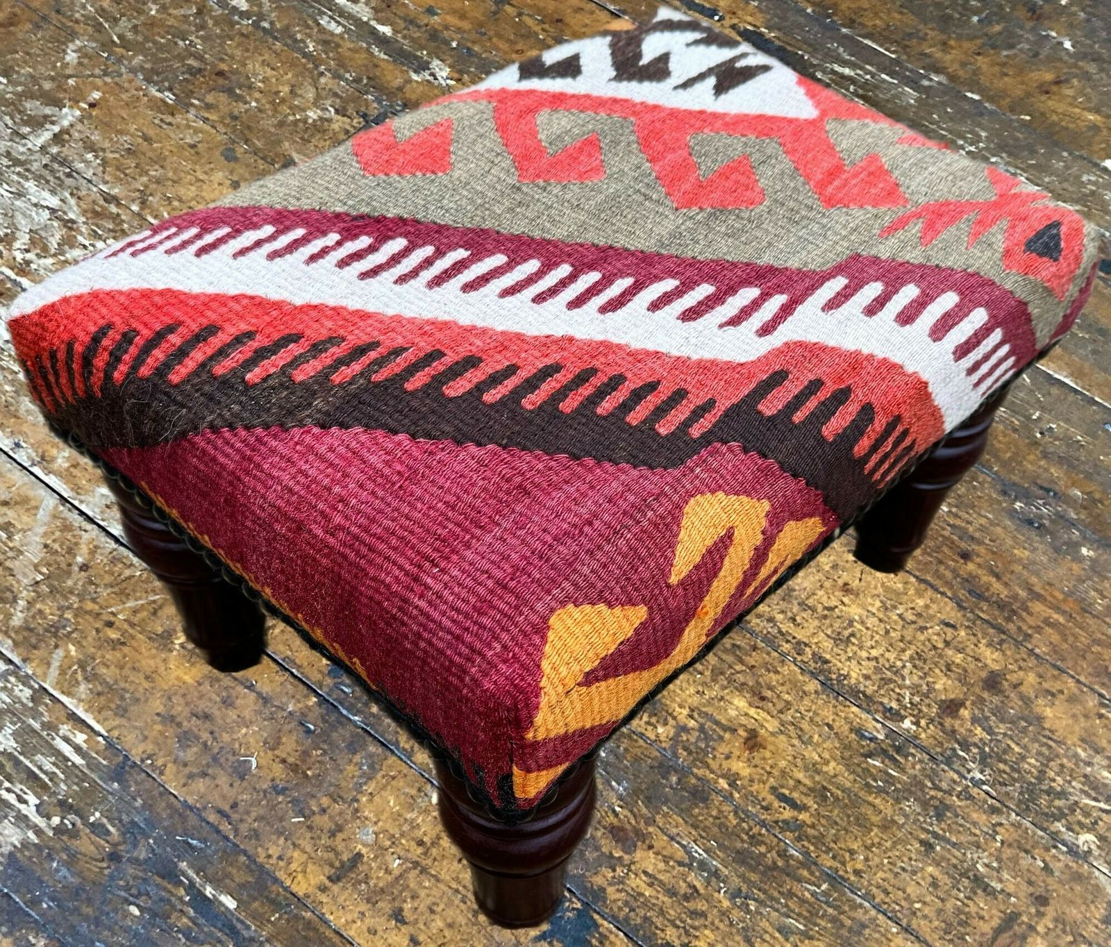 Kilim Covered Stool 0.41m X 0.32m X H0.26m photo furniture