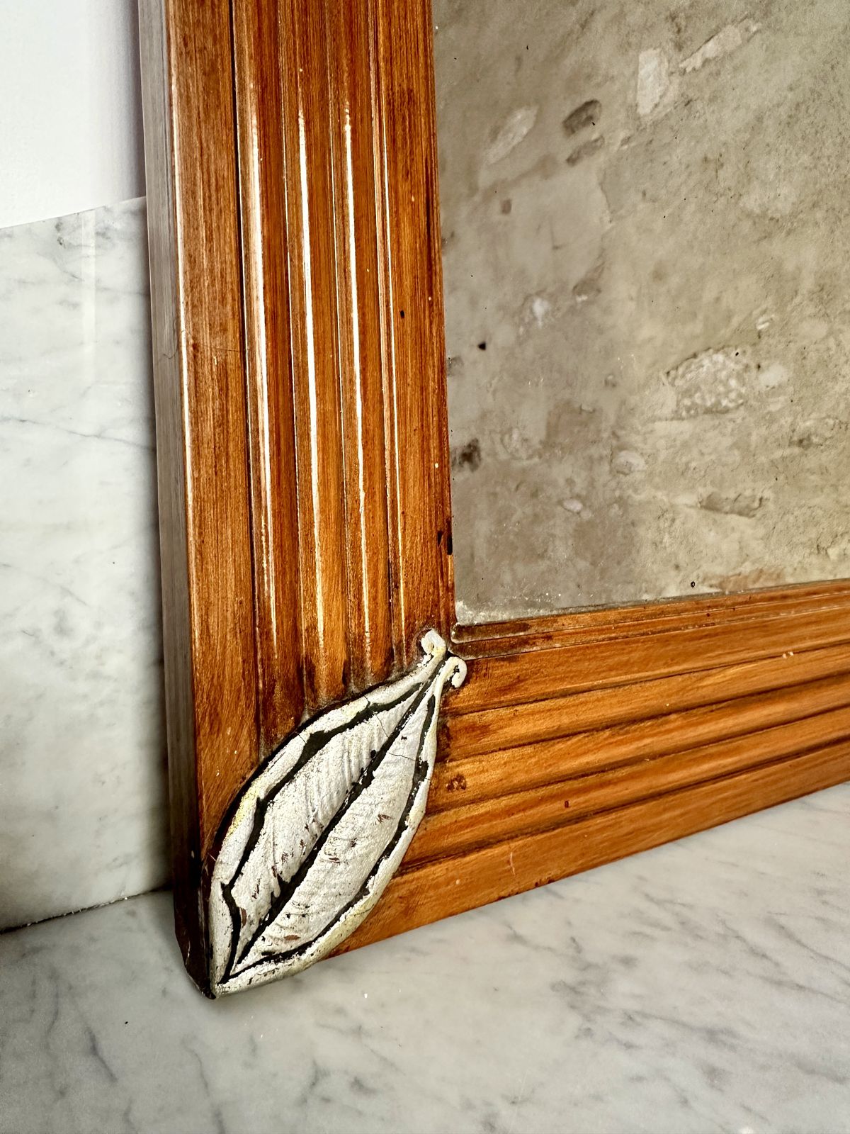 Large French Art Deco Fruitwood Mirror photo vinterior