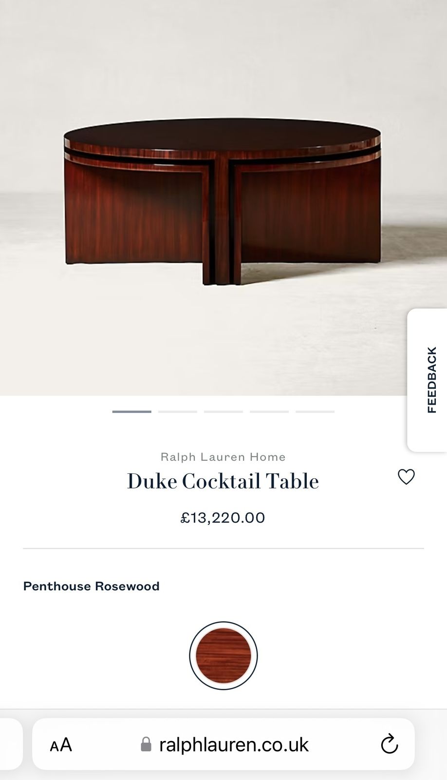 Ralph Lauren Home Duke Cocktail Table Penthouse Rosewood Rrp £13220 photo vintage