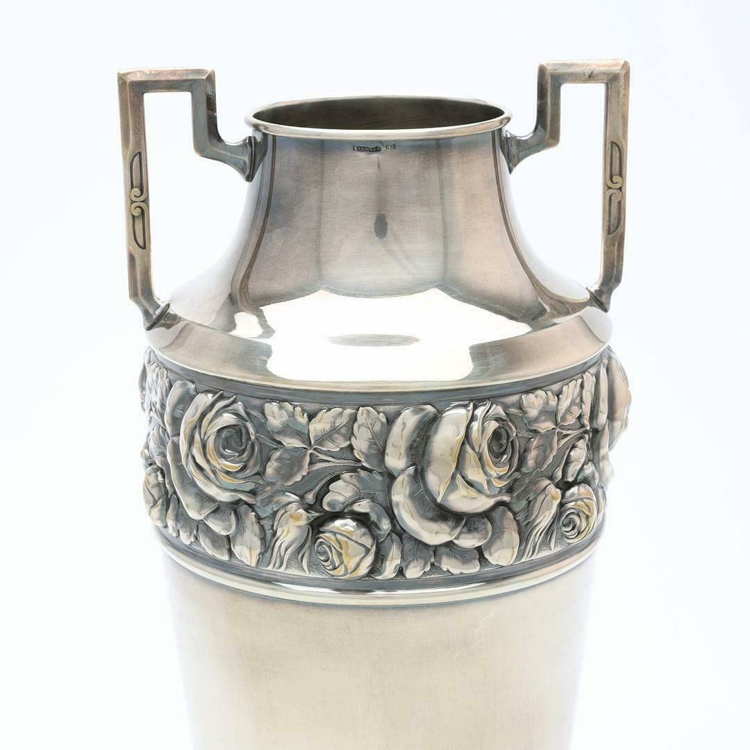 Antique Silver Vase, European Art Deco Decorative Cup, Floral Pendant Vase photo Home Decor