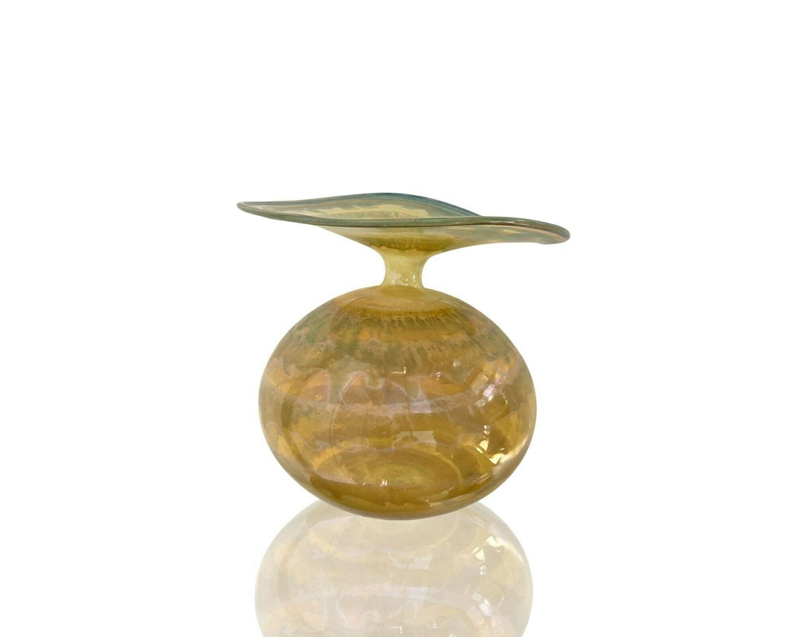 Studio Art Glass | Mouth Blown Golden Vase| 1pcs photo for sale